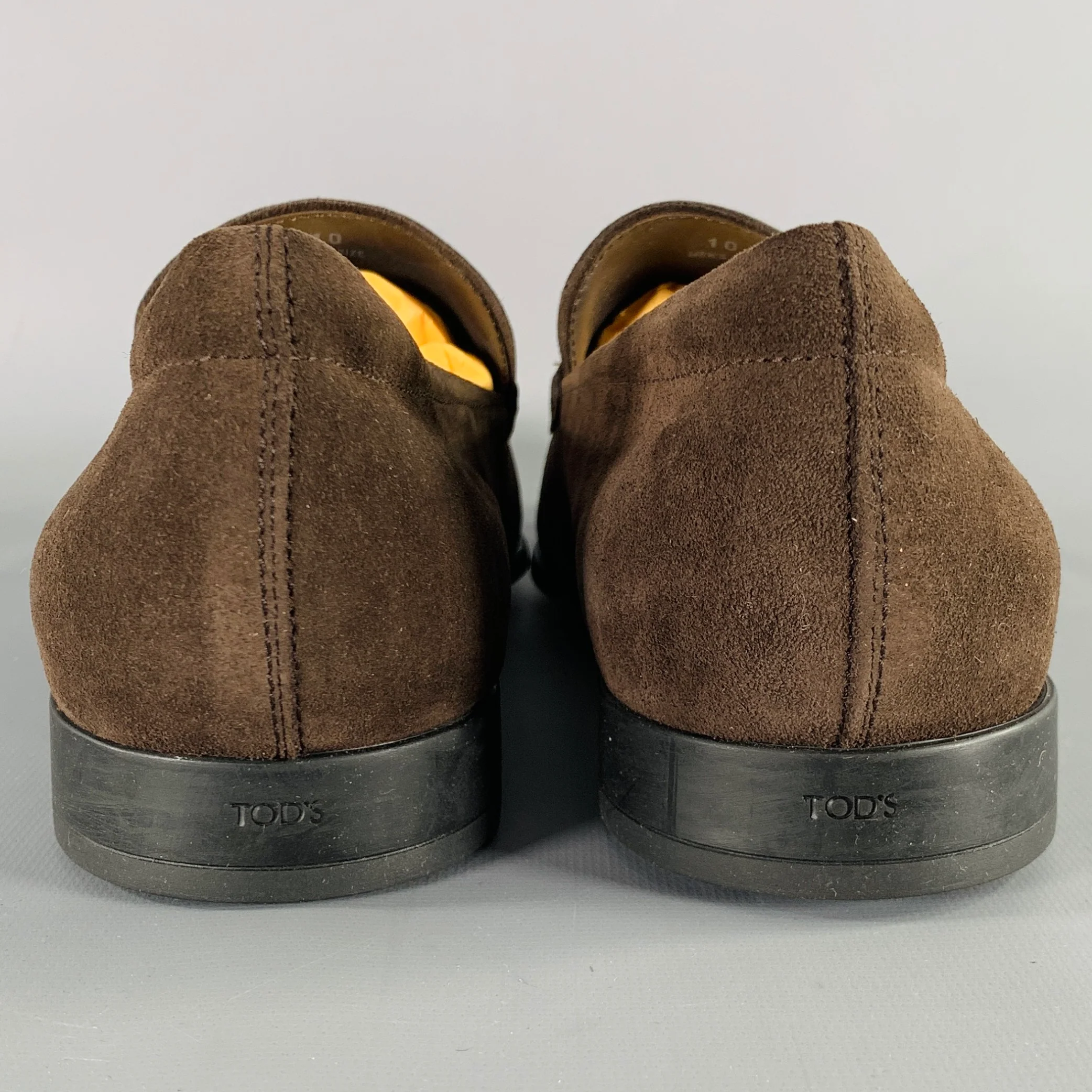 TOD'S Size 11 Dark Brown Suede Penny Loafers - Image 3