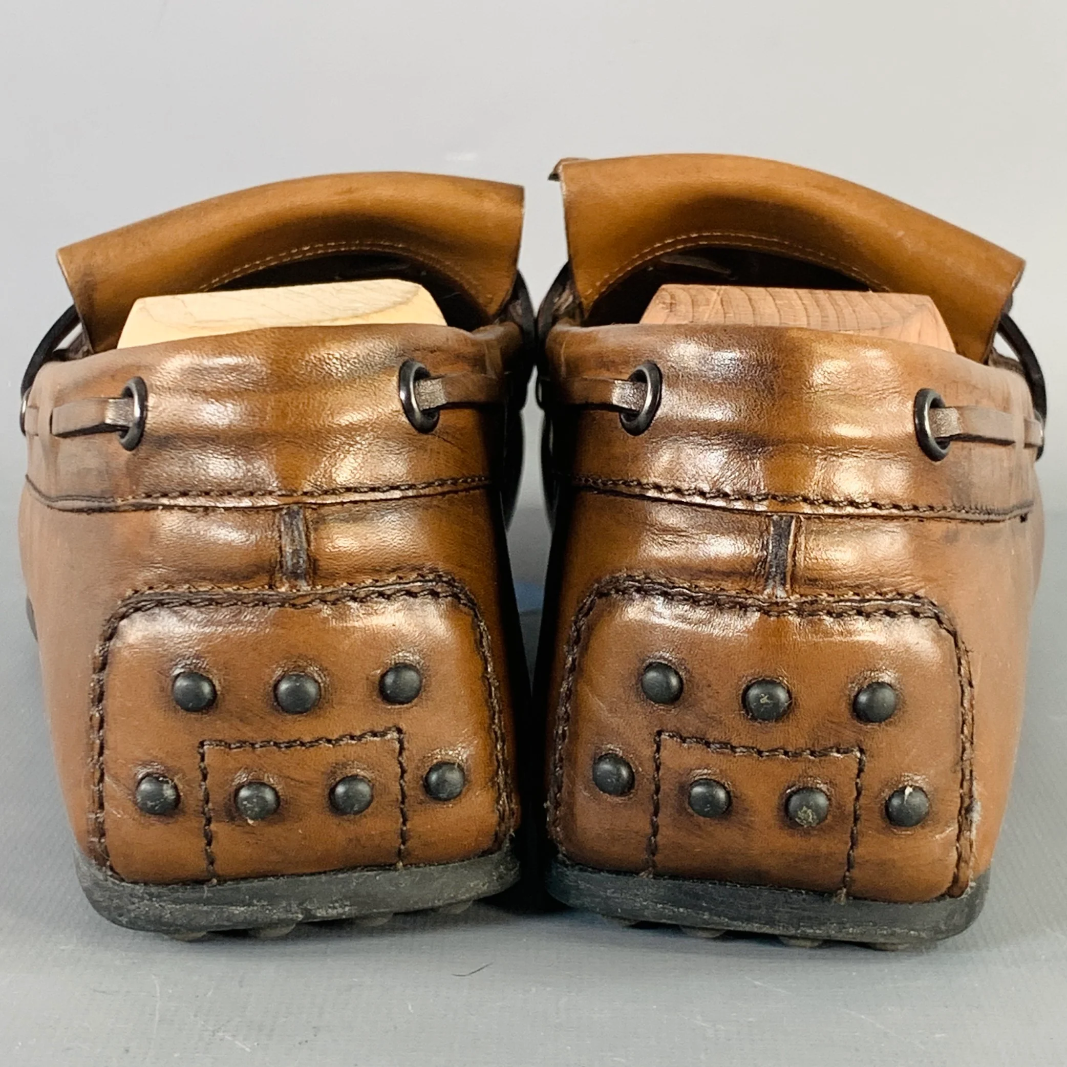 TOD'S Size 8.5 Brown Leather Moccasin Fringed Drivers Loafers - Image 3