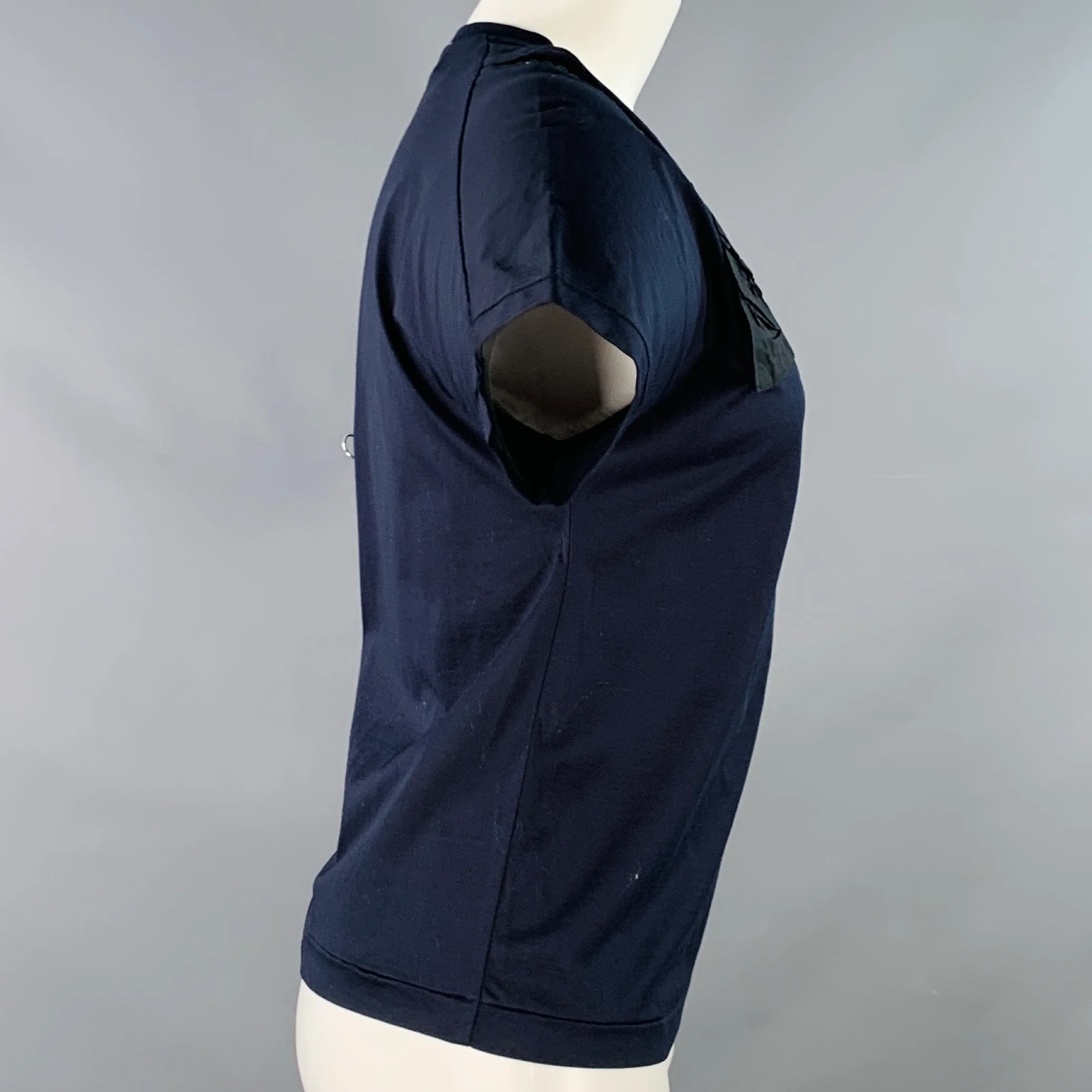 TOGA ARCHIVES Size S Navy Black Cotton Studded Crew Neck T-Shirt - Image 3