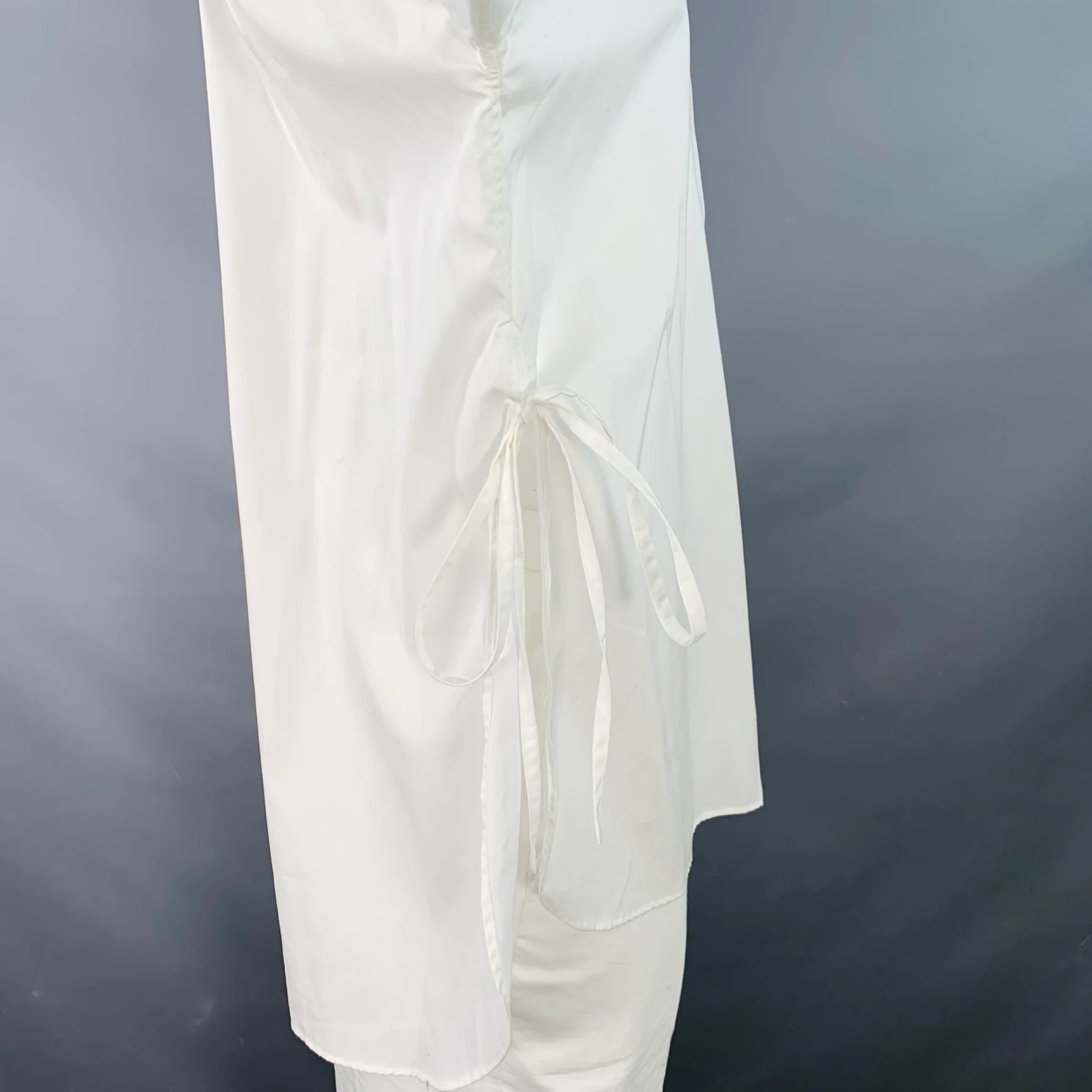 TOIRONIER One Size White Cotton Curved Cutaway Side Ties Long Sleeve Shirt - Image 3