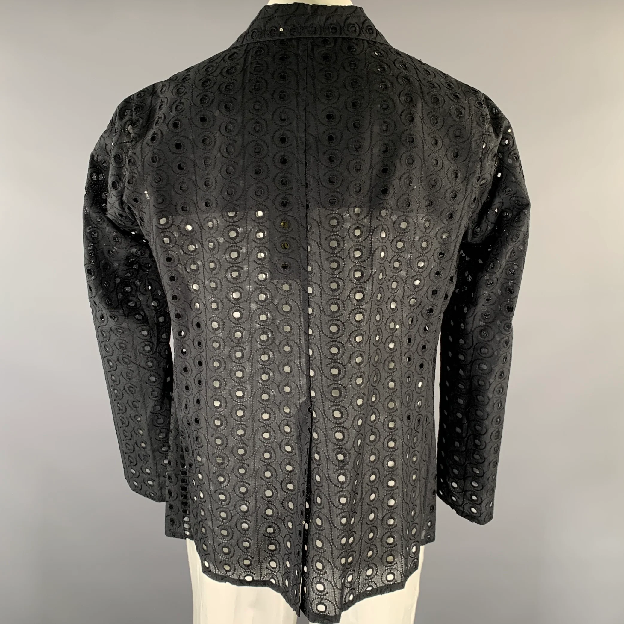 TOKYO JAMES Size L Black Holey Notch Lapel Sport Coat - Image 4