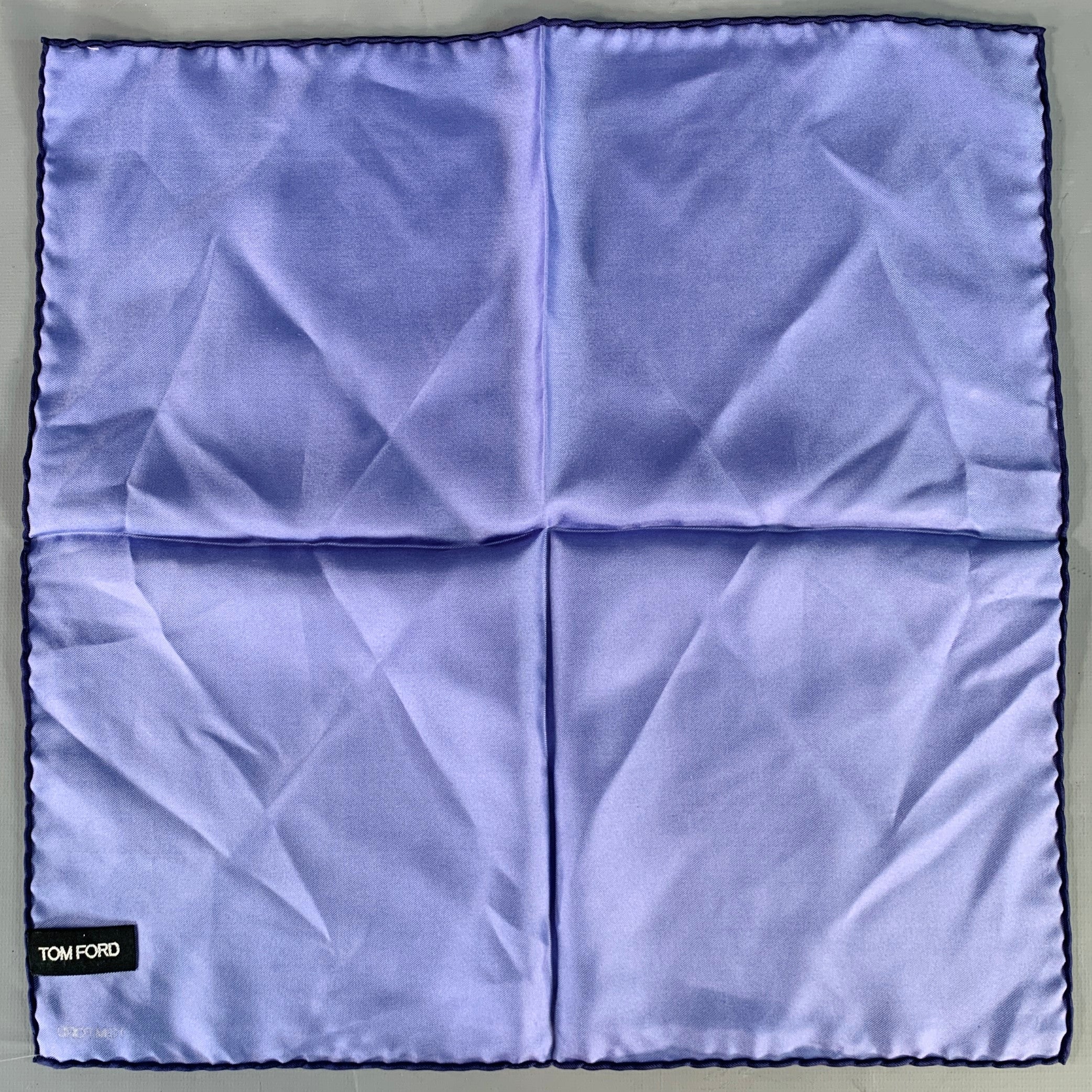 TOM FORD Blue Navy Logo Silk Pocket Square - Image 3