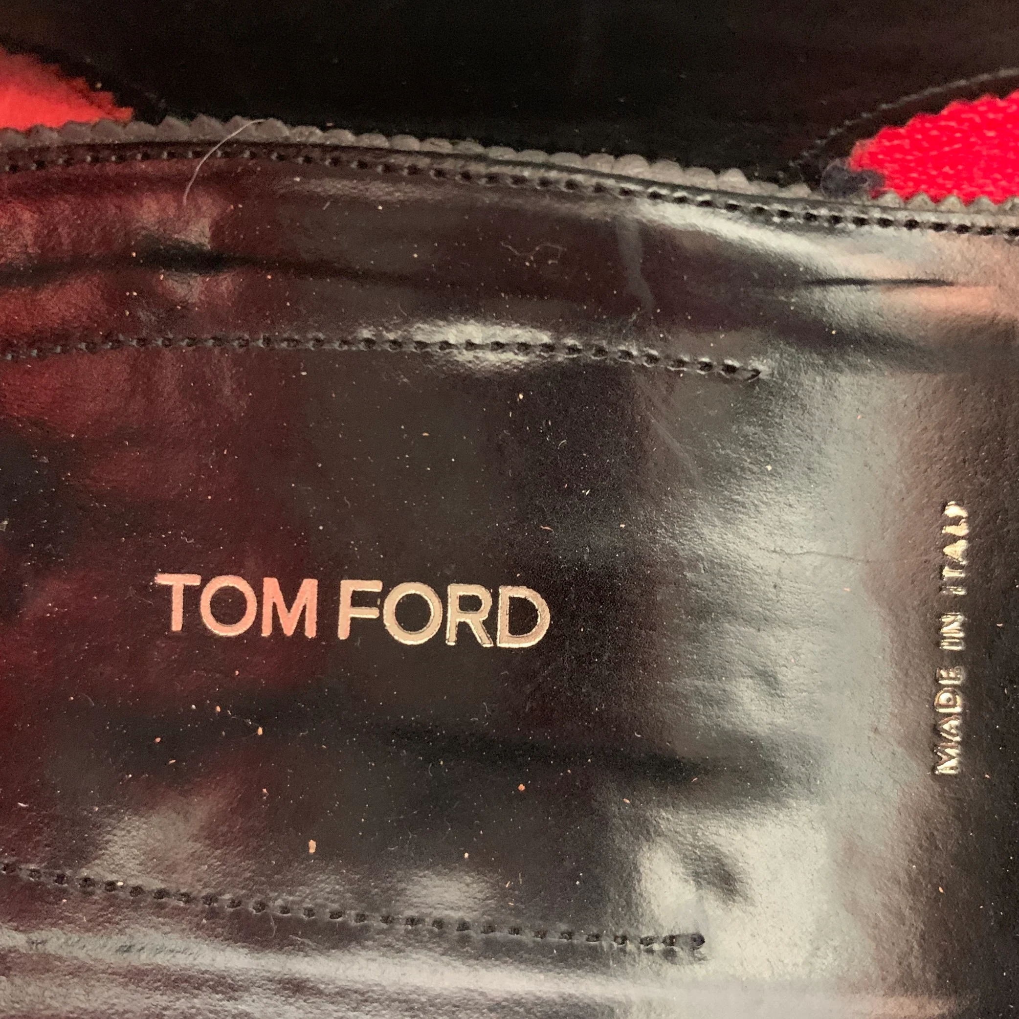 TOM FORD Size 10.5 Nero Black Patent Leather Grosgrain Trim Slip On Loafers - Image 7