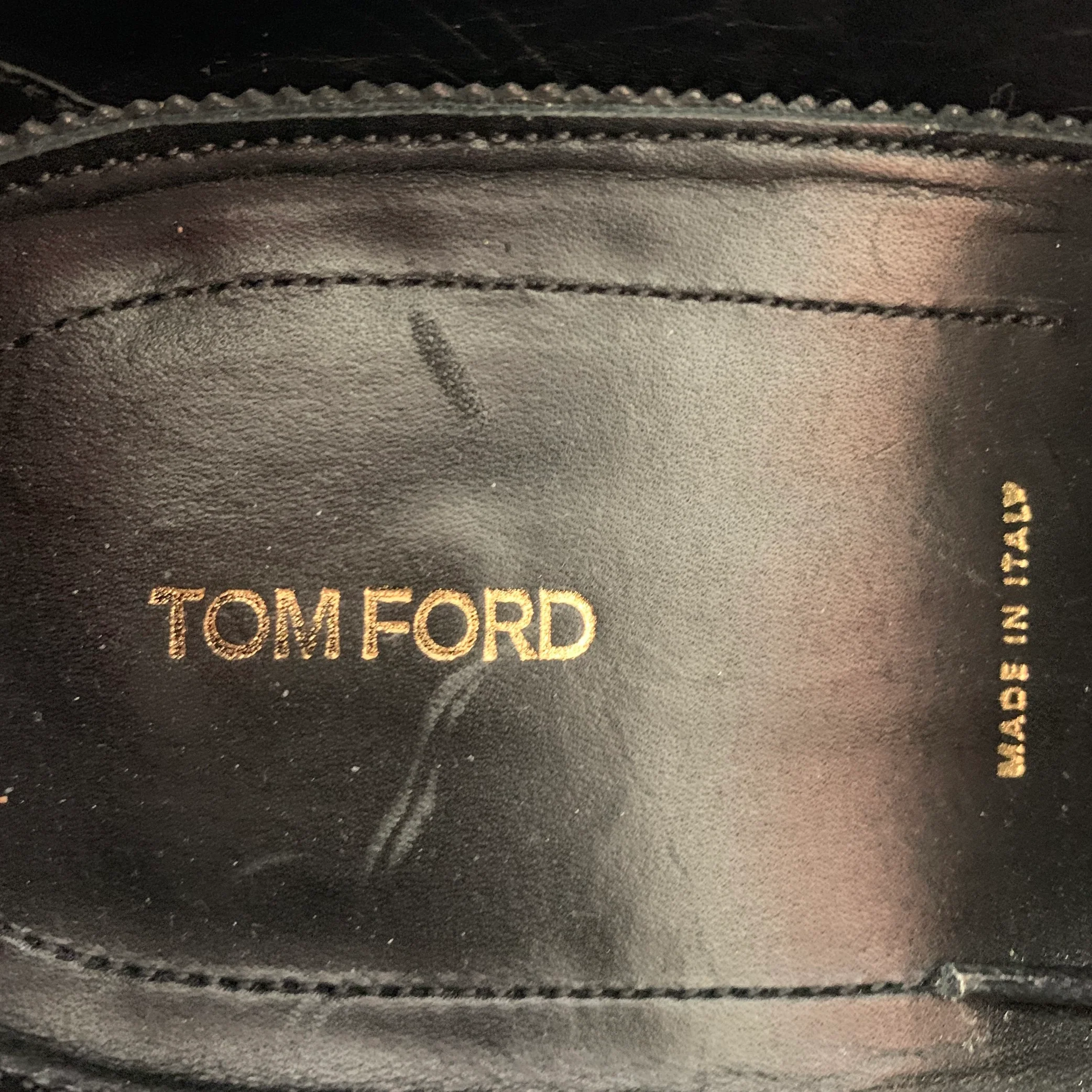 TOM FORD Size 10 Black Leather Cap Toe Oxford Lace-Up Shoes - Image 7