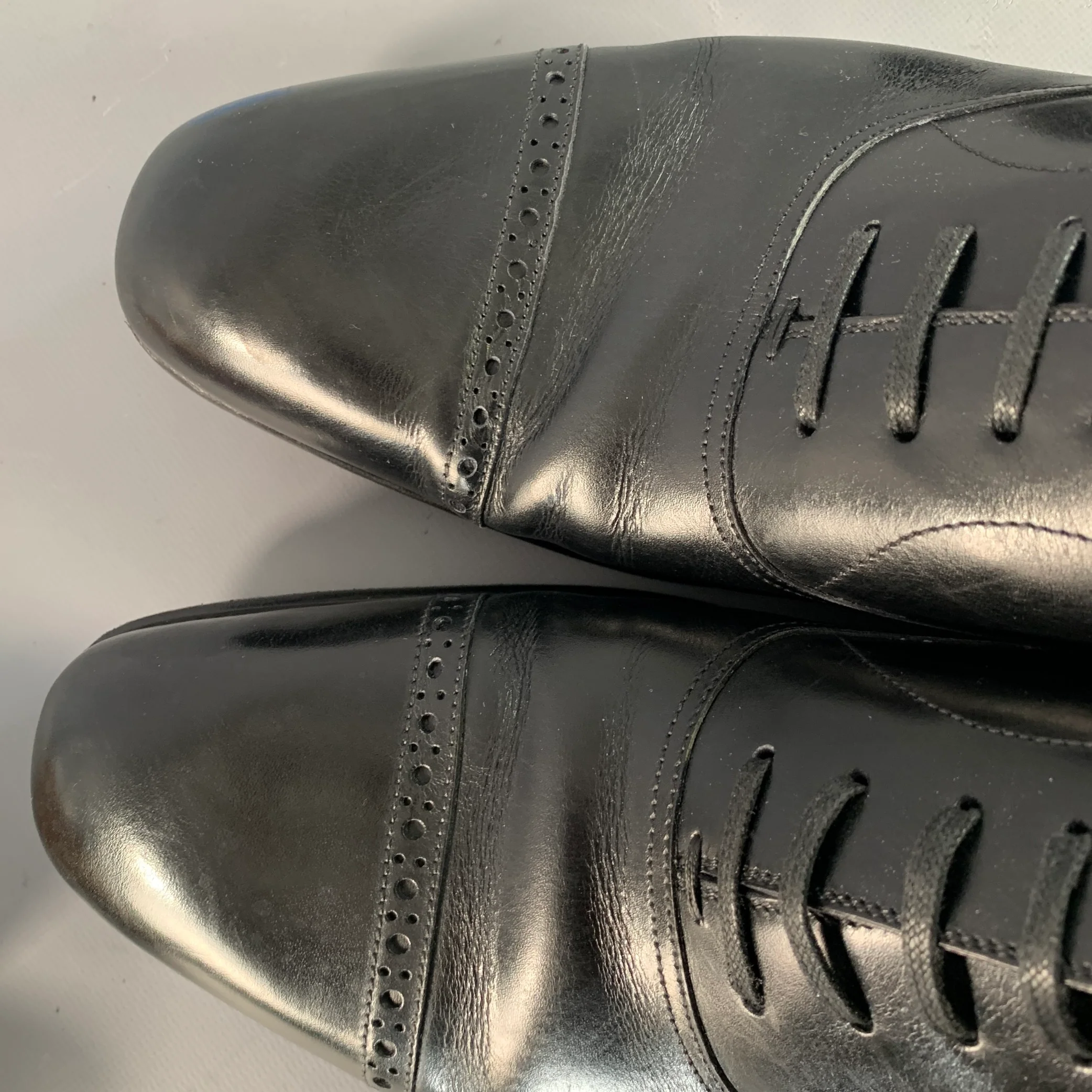 TOM FORD Size 10 Black Leather Cap Toe Oxford Lace-Up Shoes - Image 9