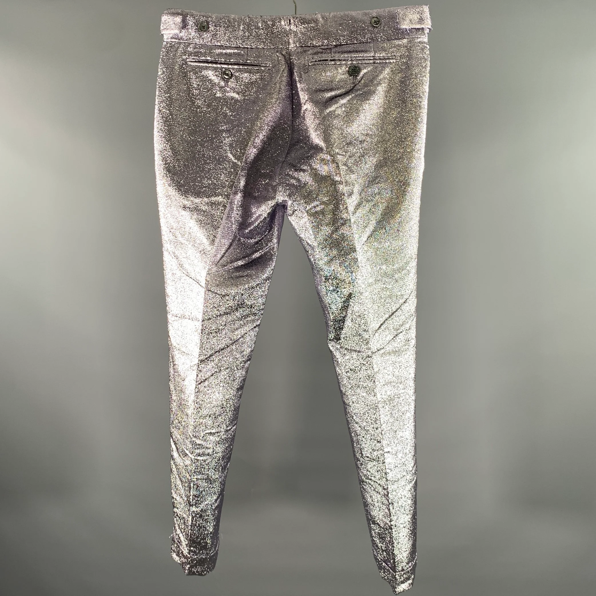 TOM FORD Size 30 Purple Metallic Polyester Silk Pants - Image 3