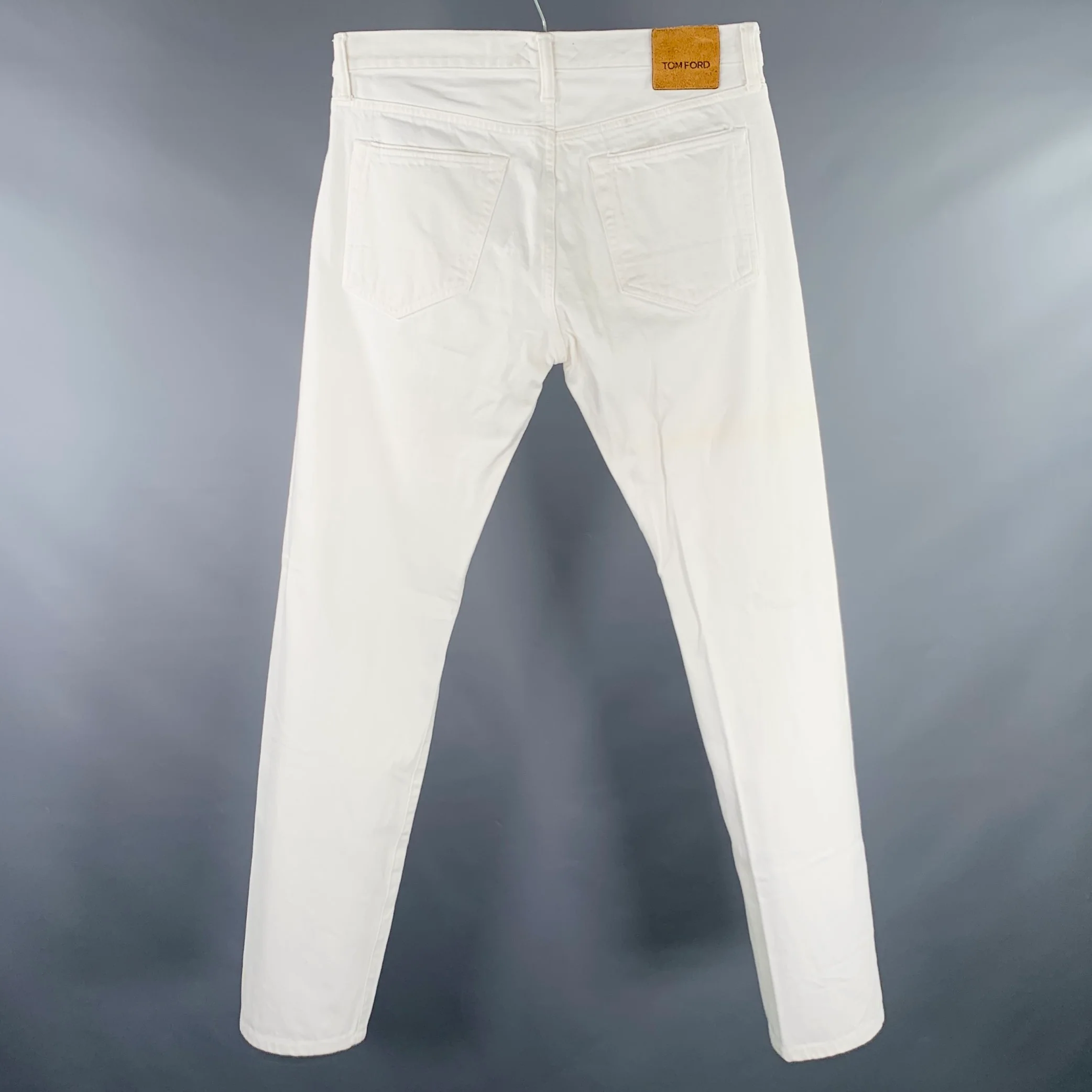 TOM FORD Size 31 White Cotton Button Fly Jeans - Image 2