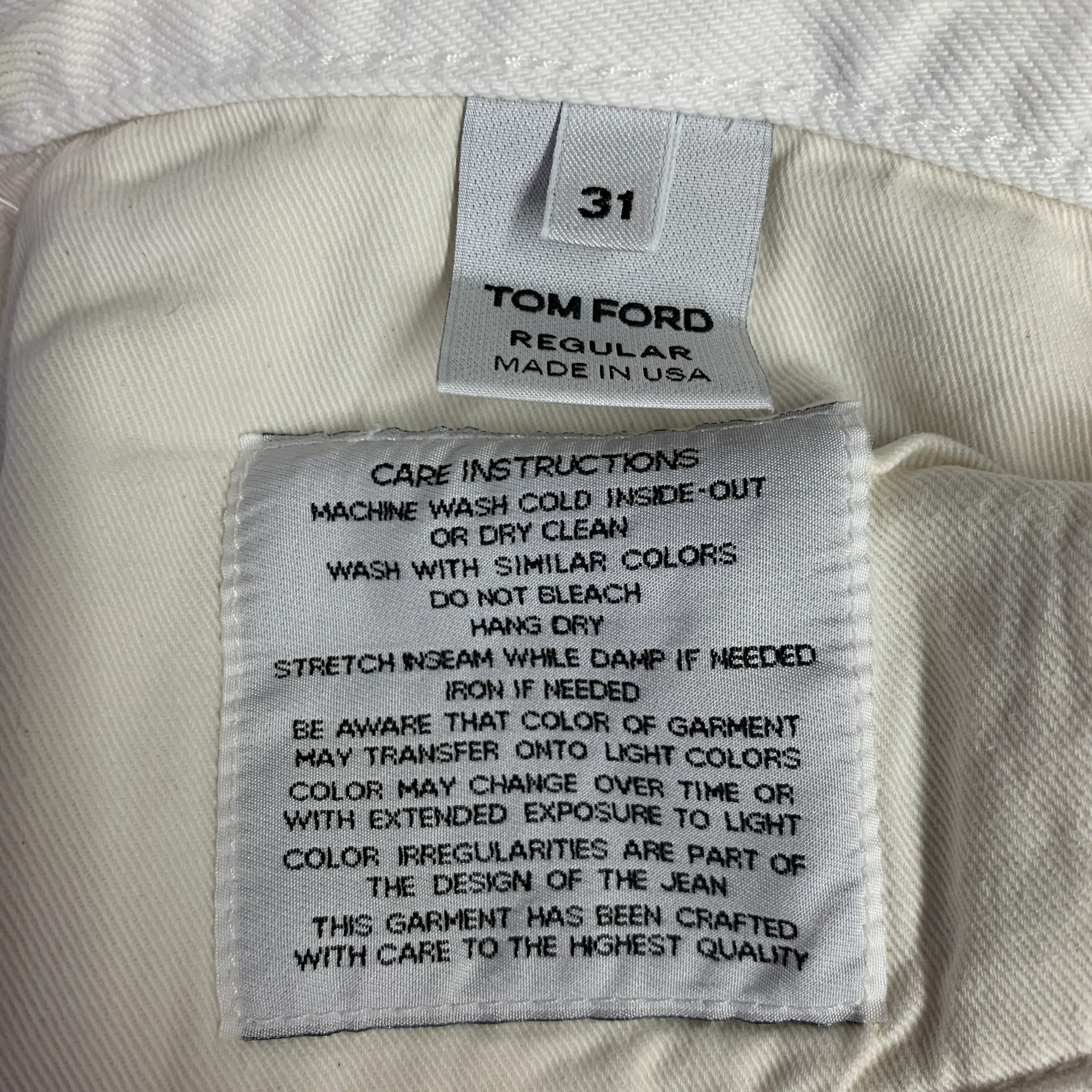 TOM FORD Size 31 White Cotton Button Fly Jeans - Image 9