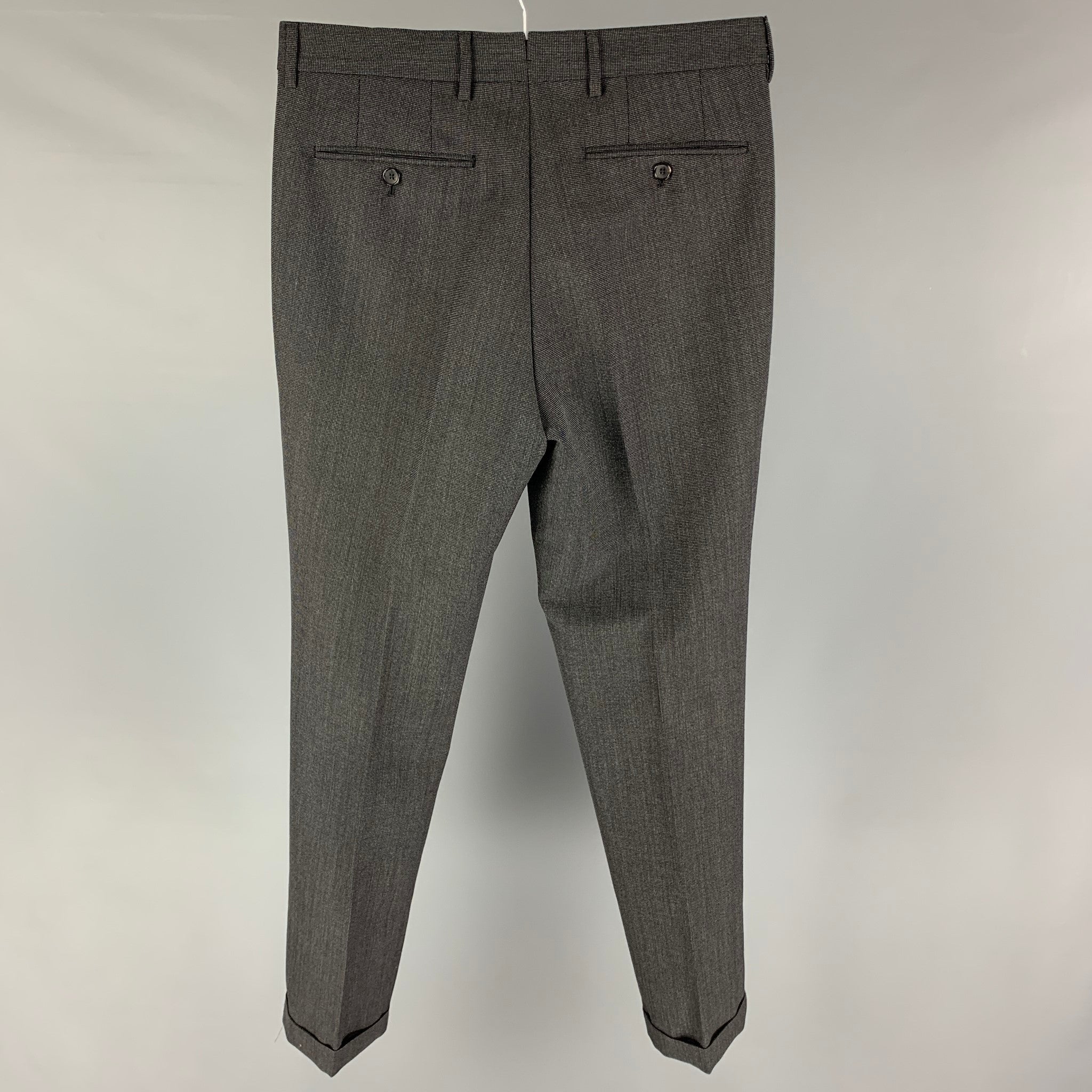 TOM FORD Size 32 Gray Heather Mohair Wool Pleated Dress Pants - Image 3