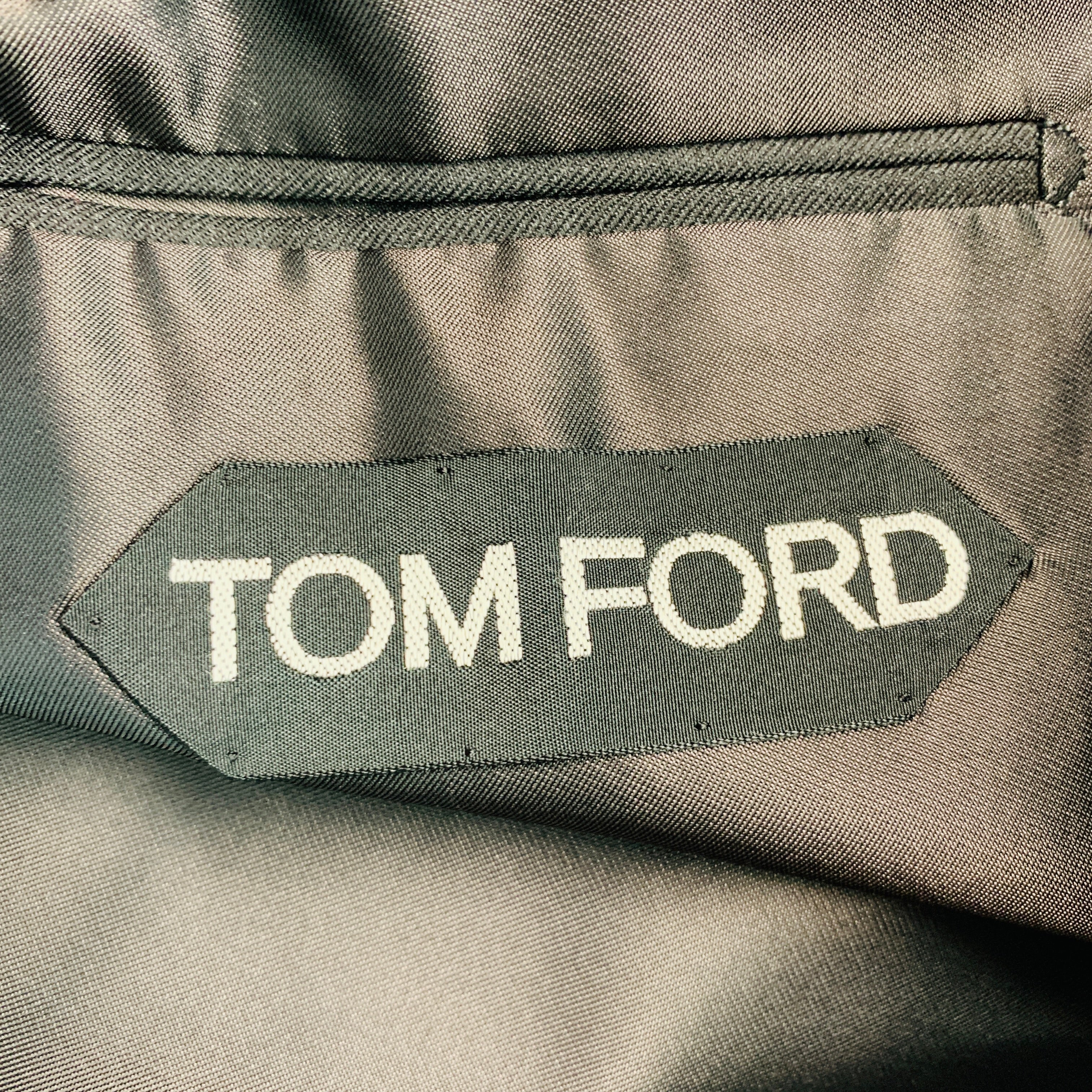 TOM FORD Size 38 Grey Wool Peak Lapel Sport Coat - Image 5