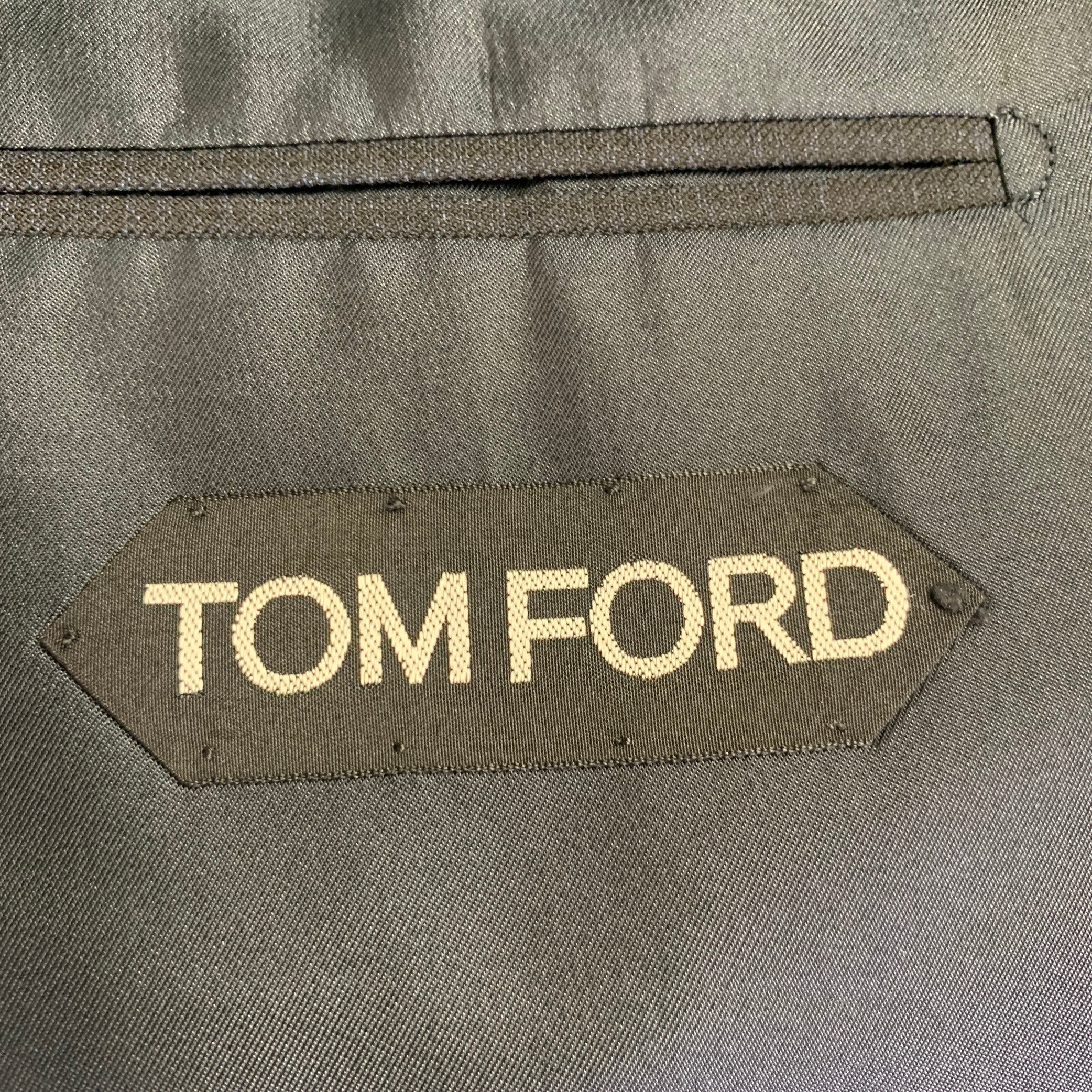 TOM FORD Size 44 Black Navy Checkered Wool Blend Sport Coat - Image 6