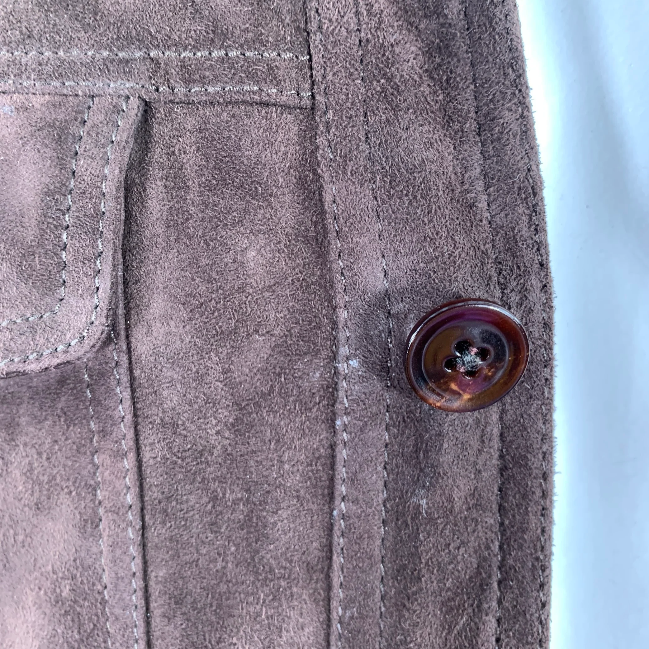 TOM FORD Size 46 Brown Lambskin Suede Shirt Jacket - Image 5