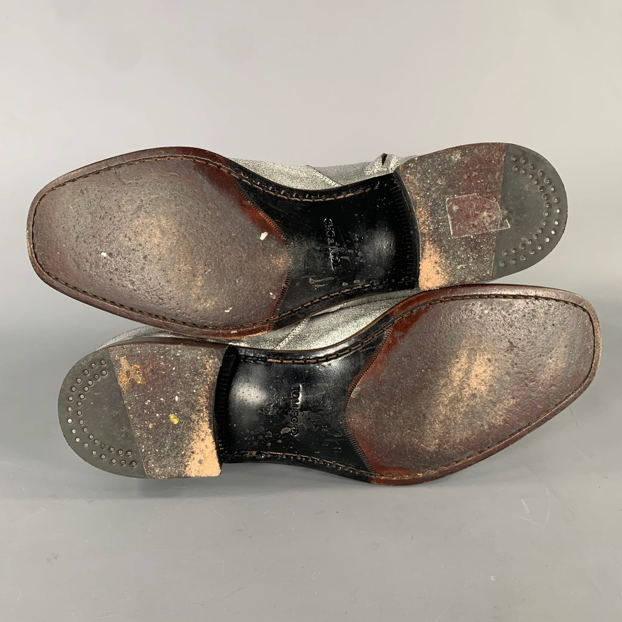 TOM FORD Taurus Size 7 Silver Metallic Leather Boots - Image 6