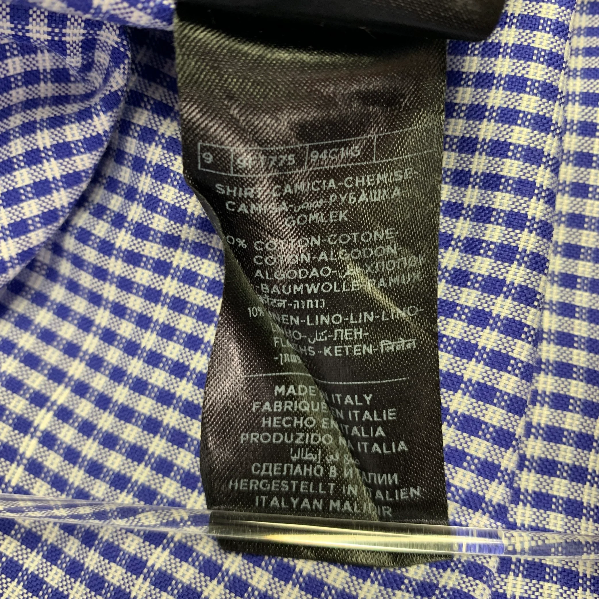 TOM FORD Size L Blue White Plaid Cotton Button Up Long Sleeve Shirt - Image 8