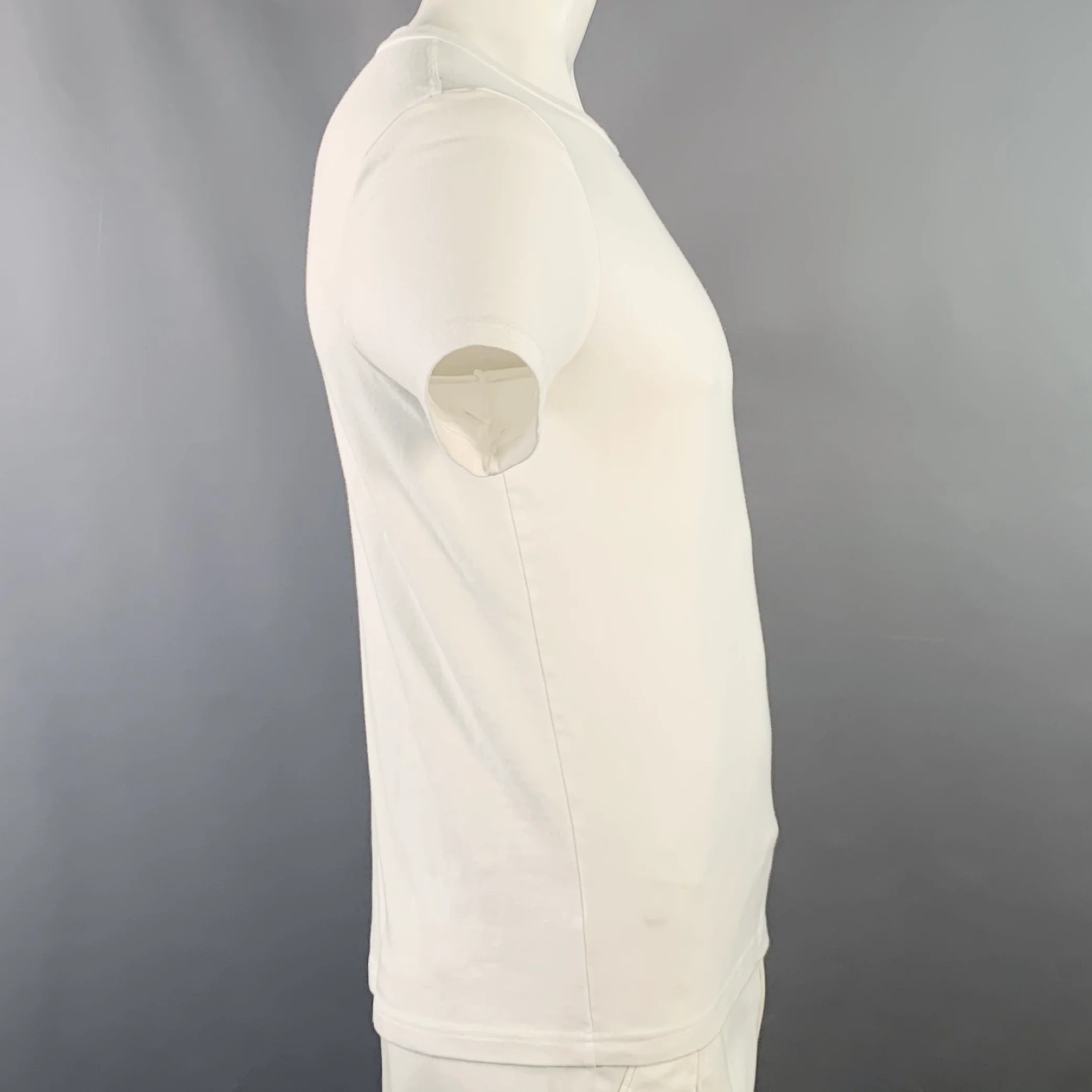 TOM FORD Size L White Cotton Blend Classic Fit Crew Neck T-shirt - Image 2