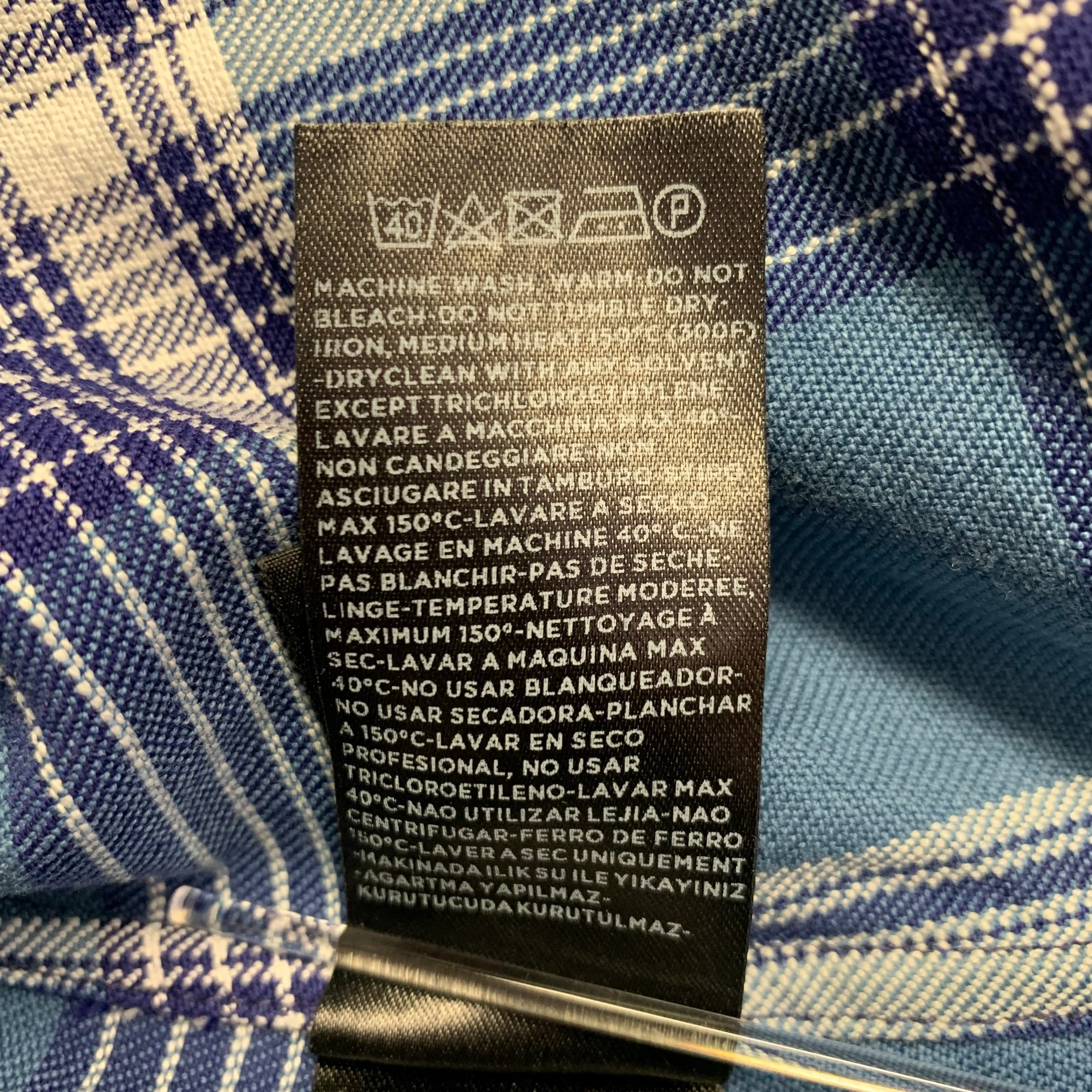 TOM FORD Size M Blue Navy Plaid Cotton Western Long Sleeve Shirt - Image 8