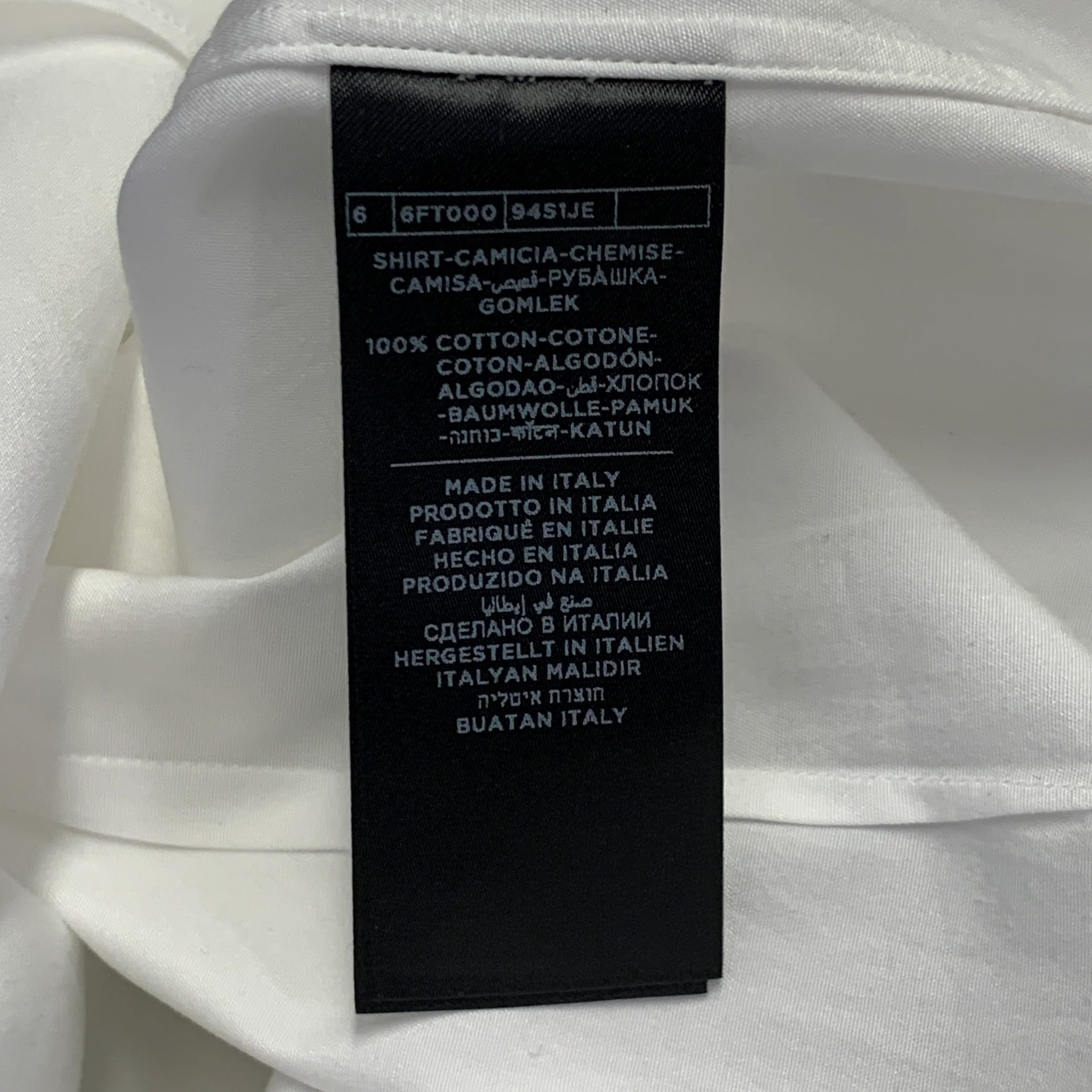 TOM FORD Size M White Cotton Curved Cutaway Button Up Long Sleeve Shirt - Image 6