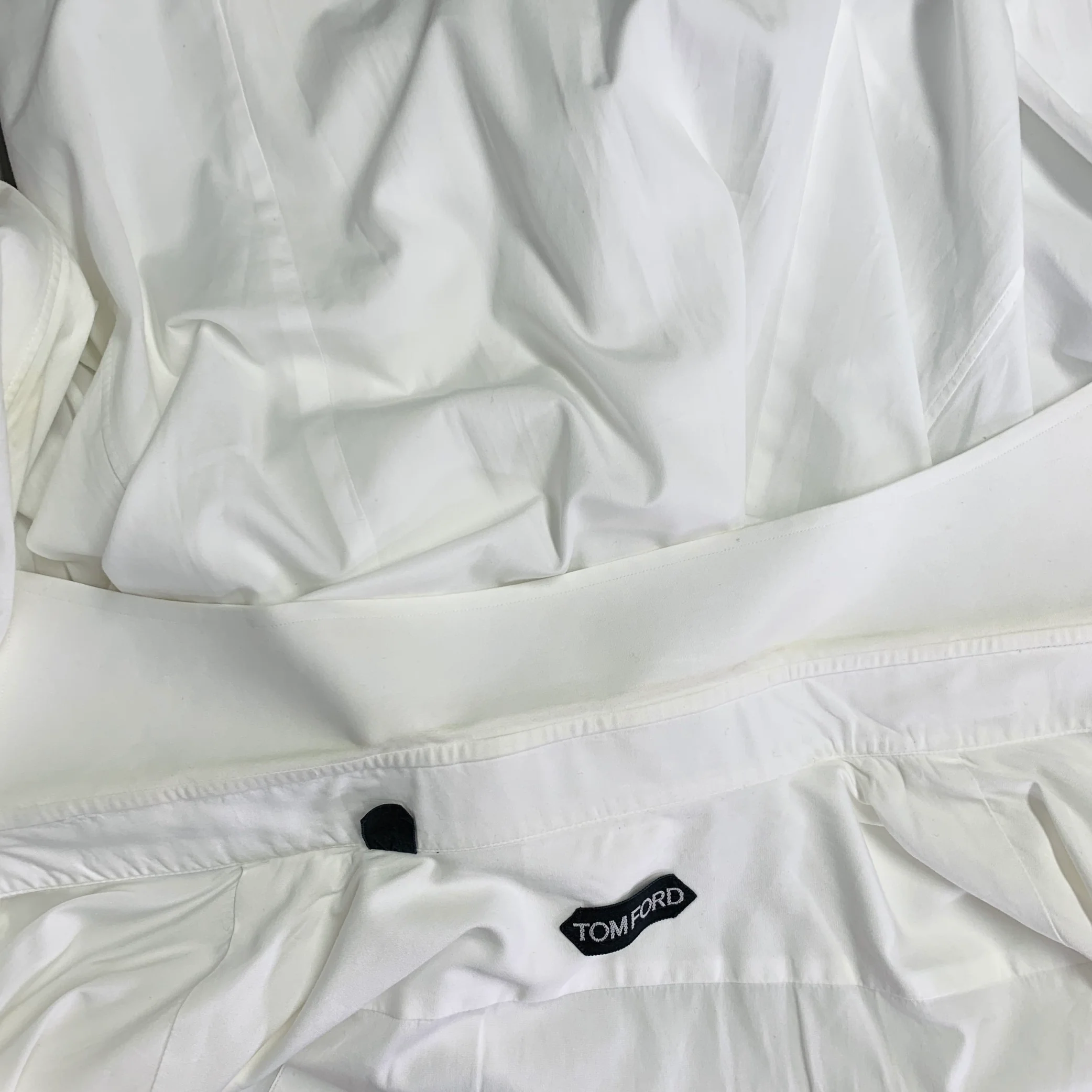 TOM FORD Size M White Cotton Curved Cutaway French Cuffs Long Sleeve Shirt - Image 5