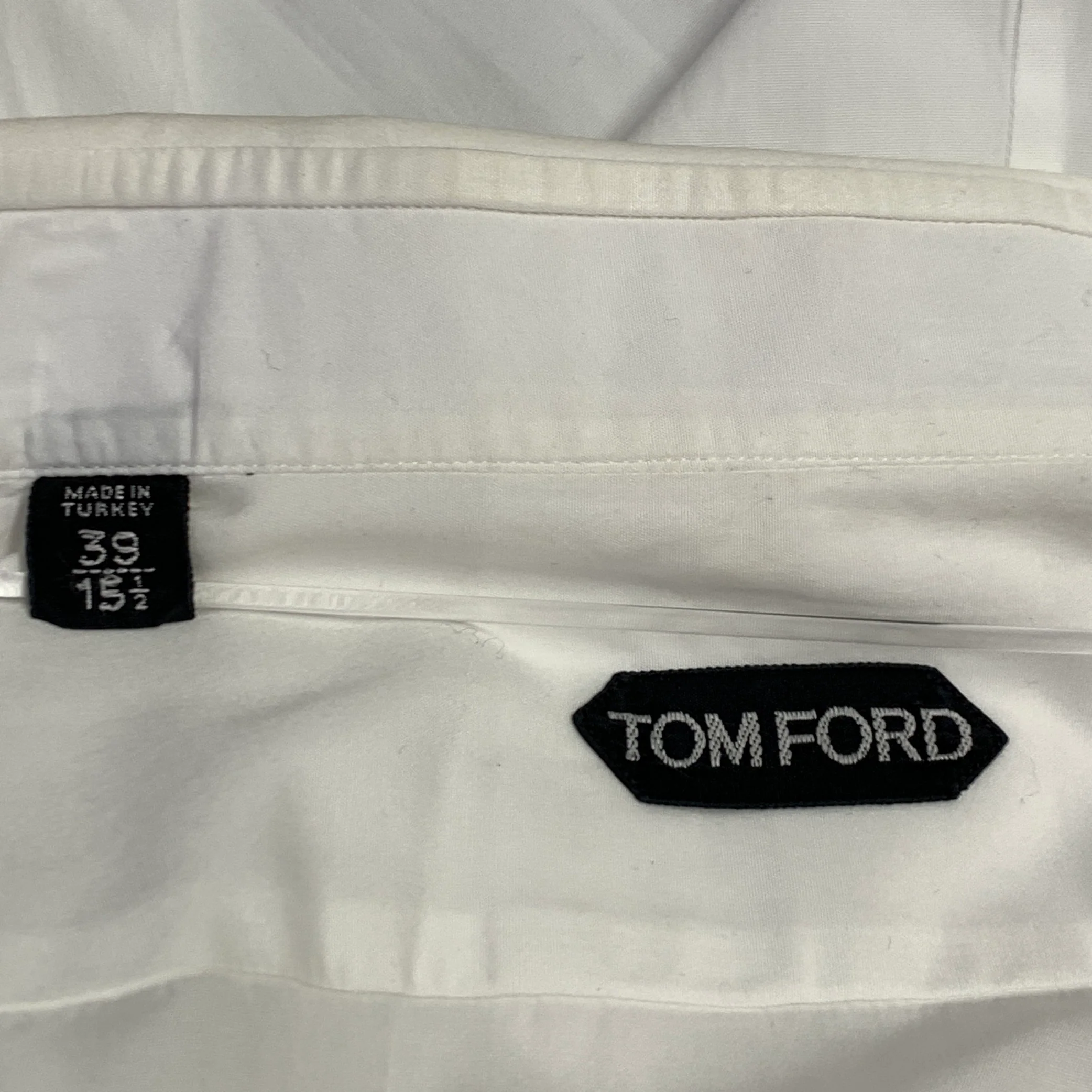 TOM FORD Size M White Cotton Curved Cutaway French Cuffs Long Sleeve Shirt - Image 7