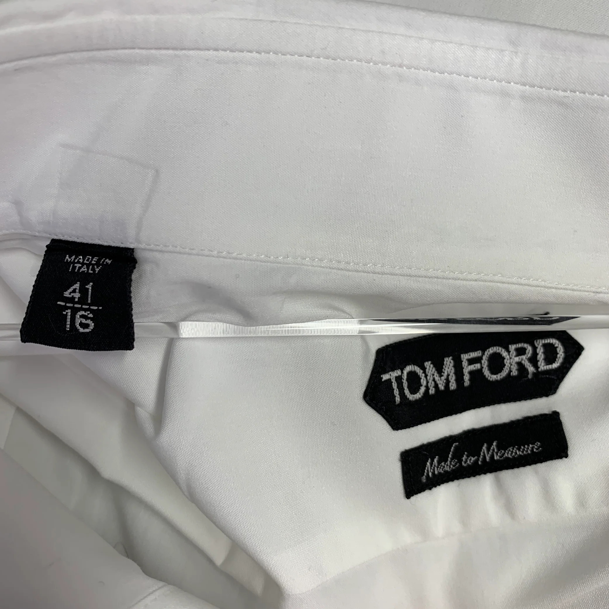 TOM FORD Size M White Cotton French Cuffs Long Sleeve Shirt - Image 4
