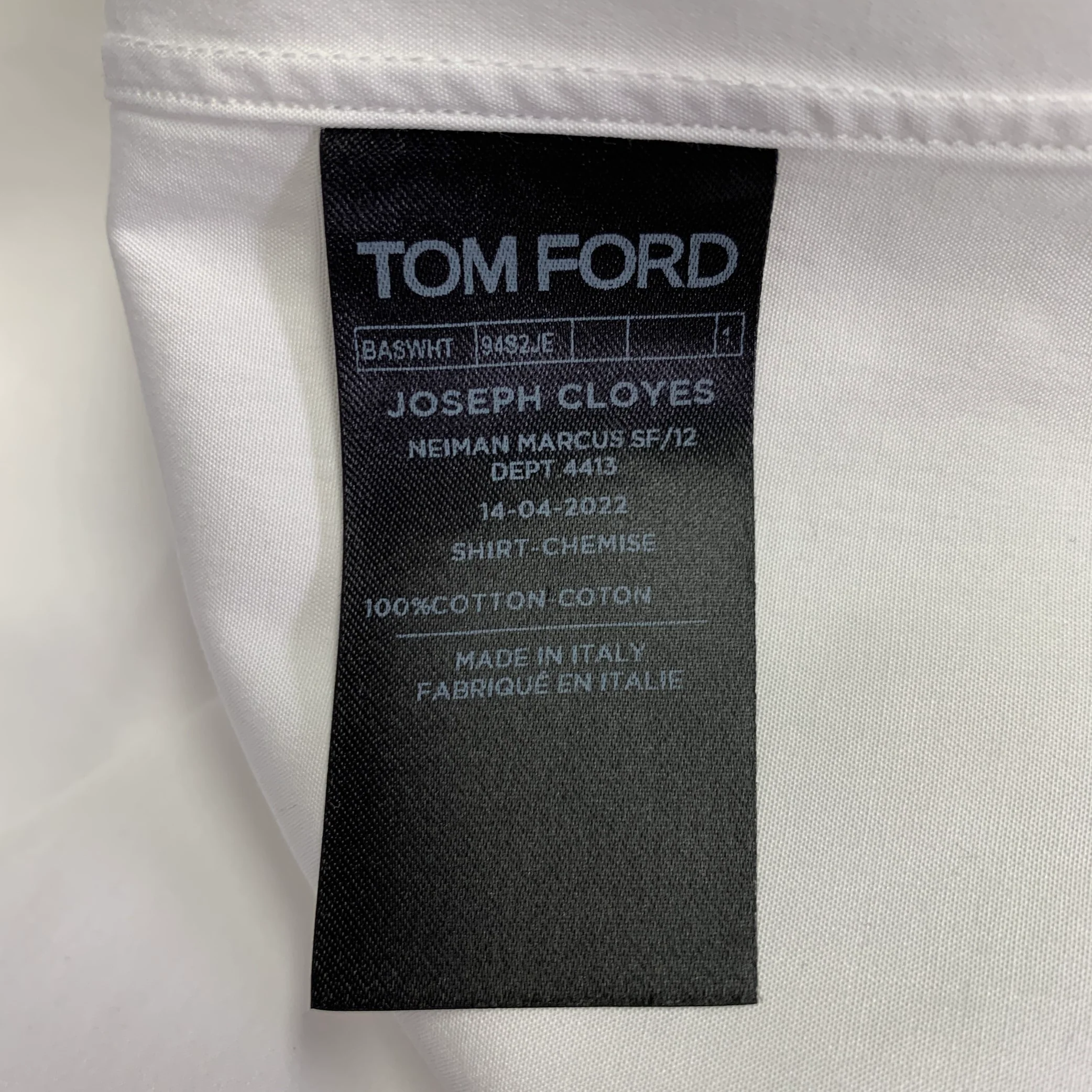 TOM FORD Size M White Cotton French Cuffs Long Sleeve Shirt - Image 5