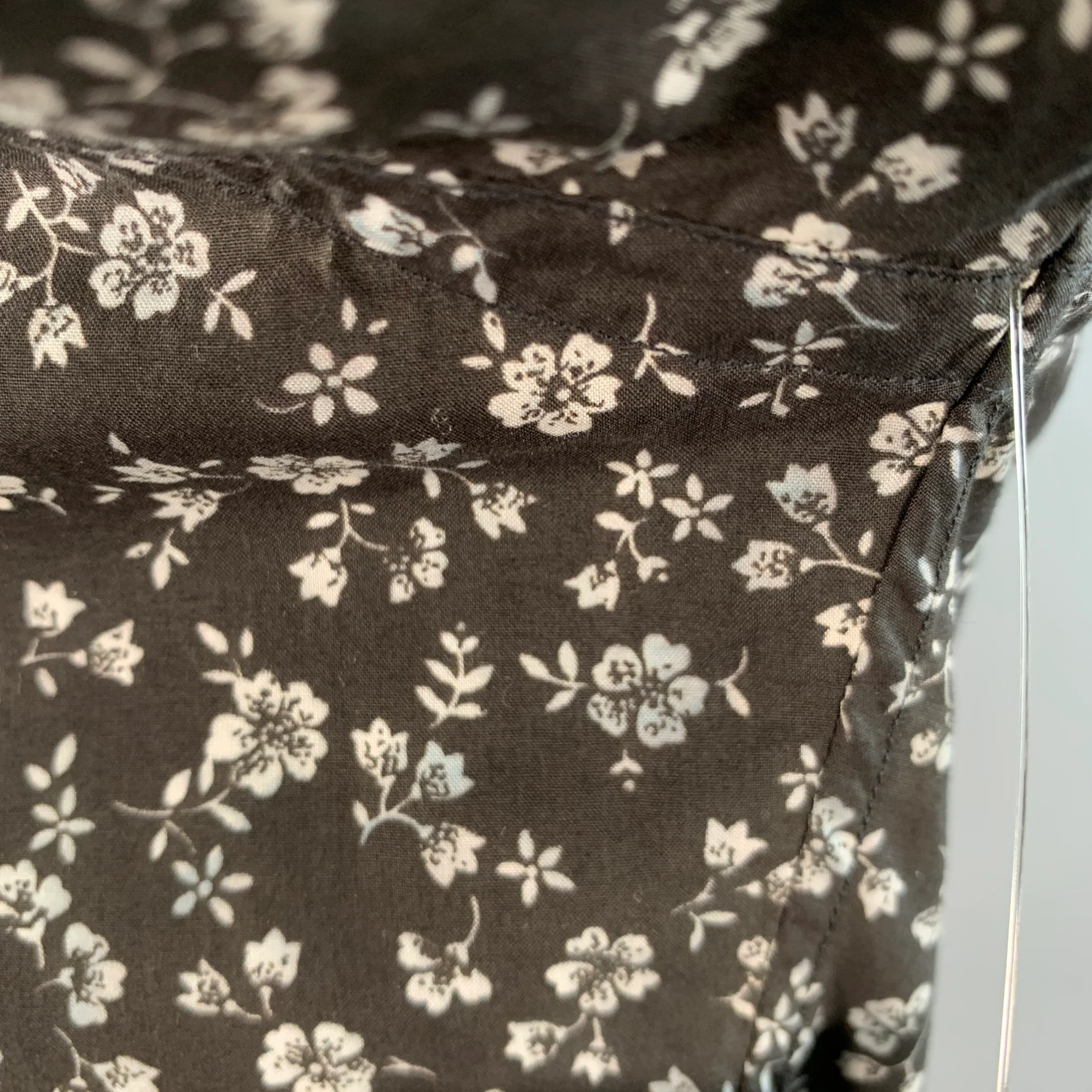 TOM FORD Size S Black White Floral Cotton Long Sleeve Shirt - Image 5