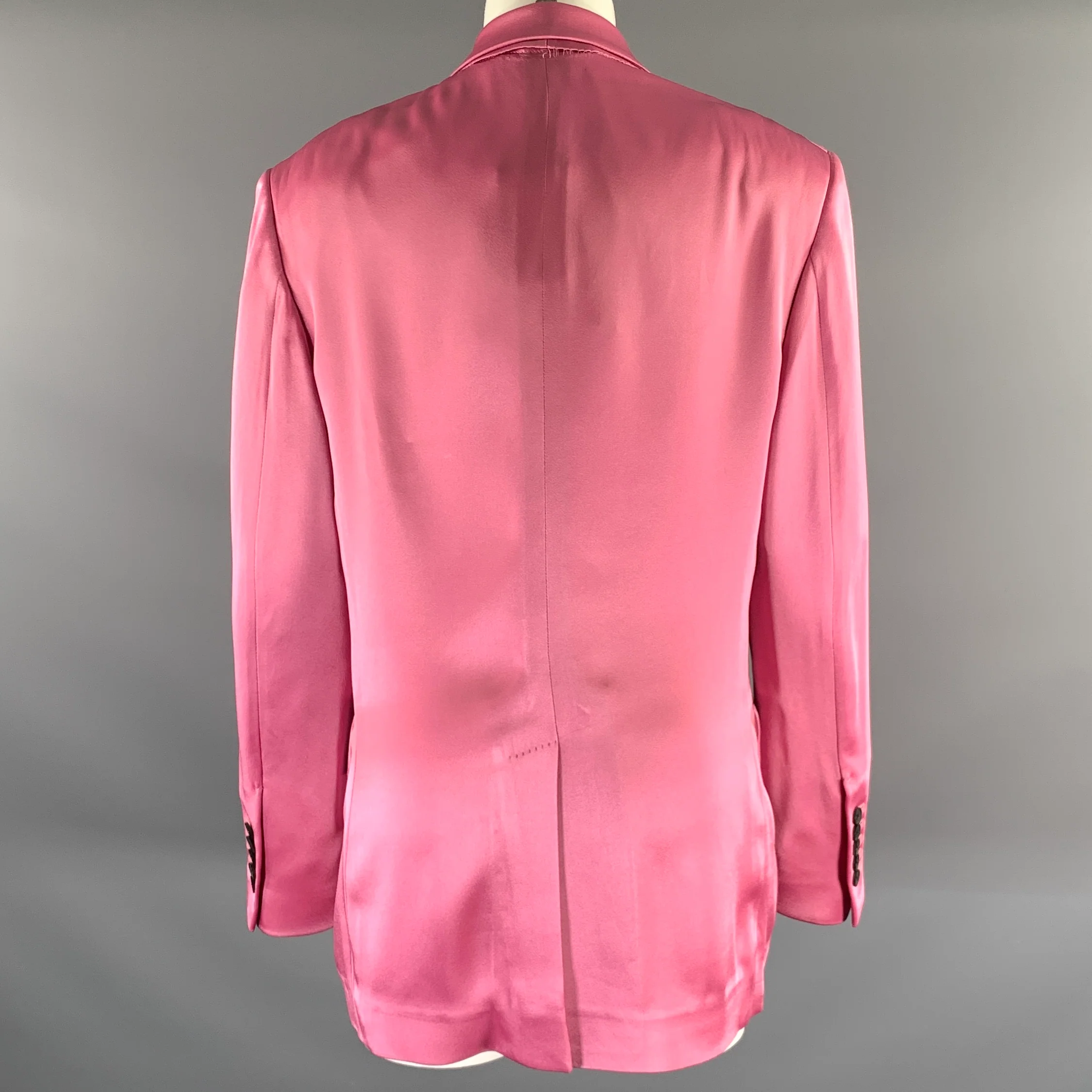 TOM FORD Size S Pink Shiny Acetate Viscose Peak Lapel Blazer - Image 4