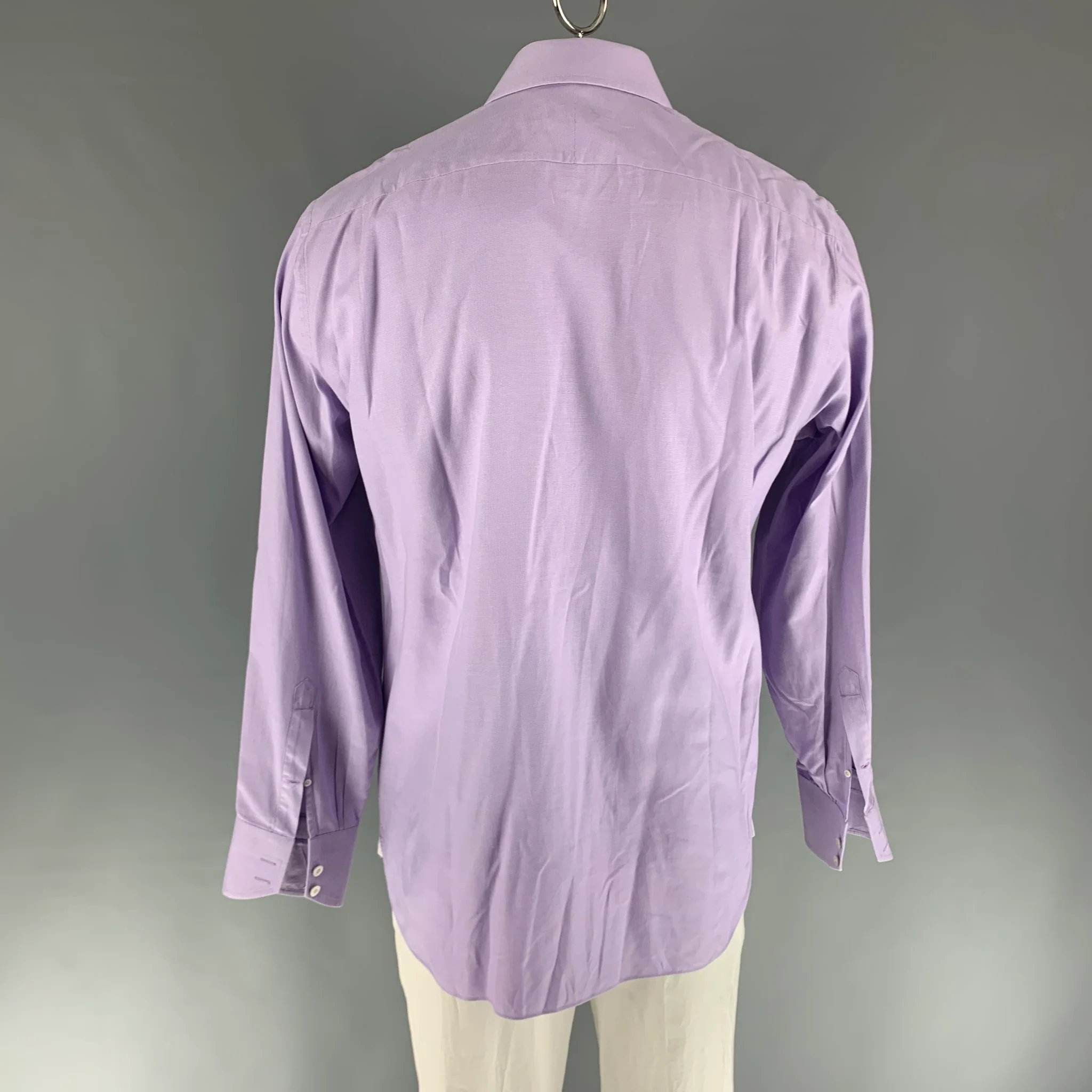 TOM FORD Size XL Purple Cotton Long Sleeve Shirt - Image 3