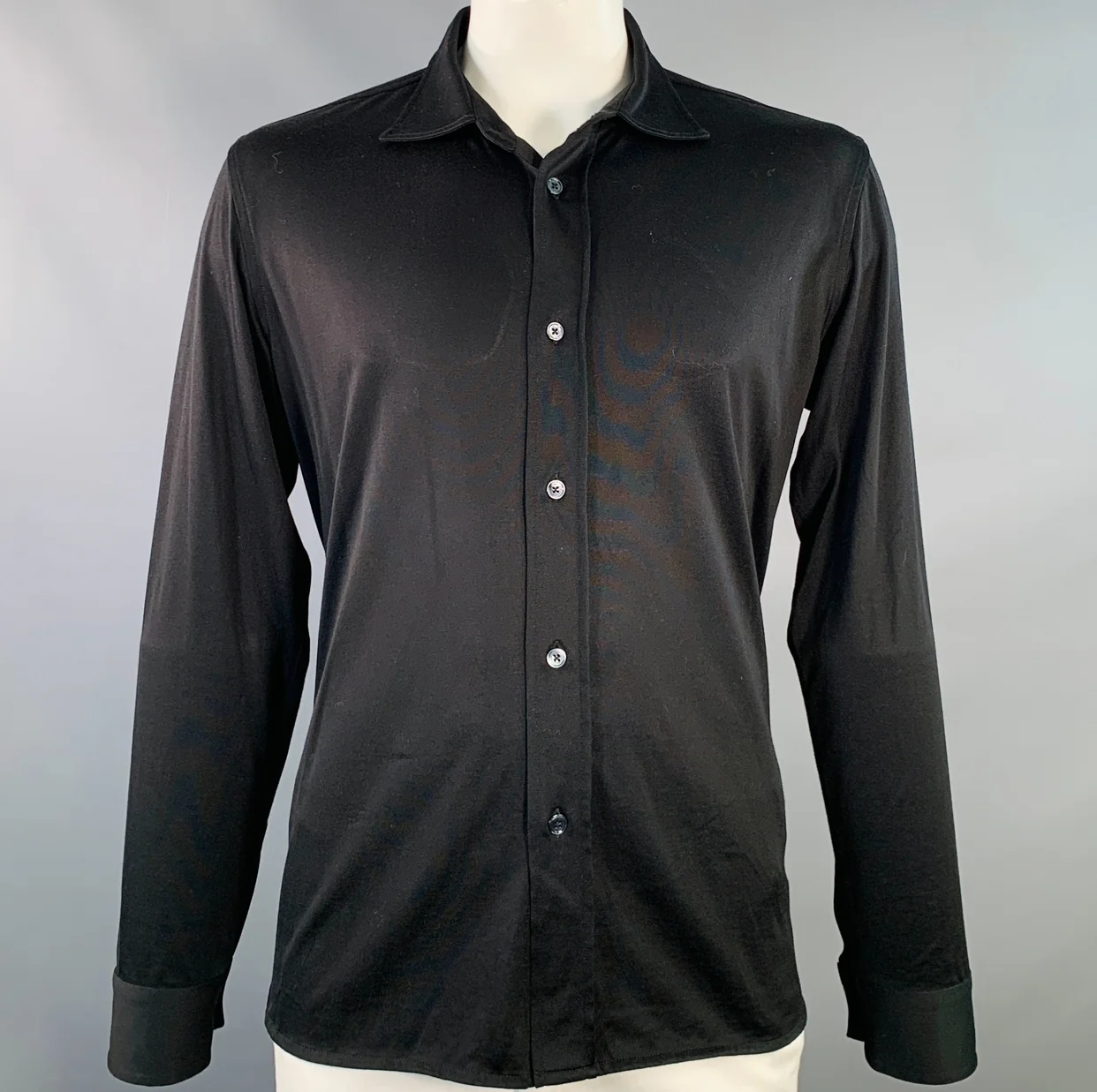 TOM FORD Size XXL Black Triacetate Blend Cutaway Long Sleeve Shirt