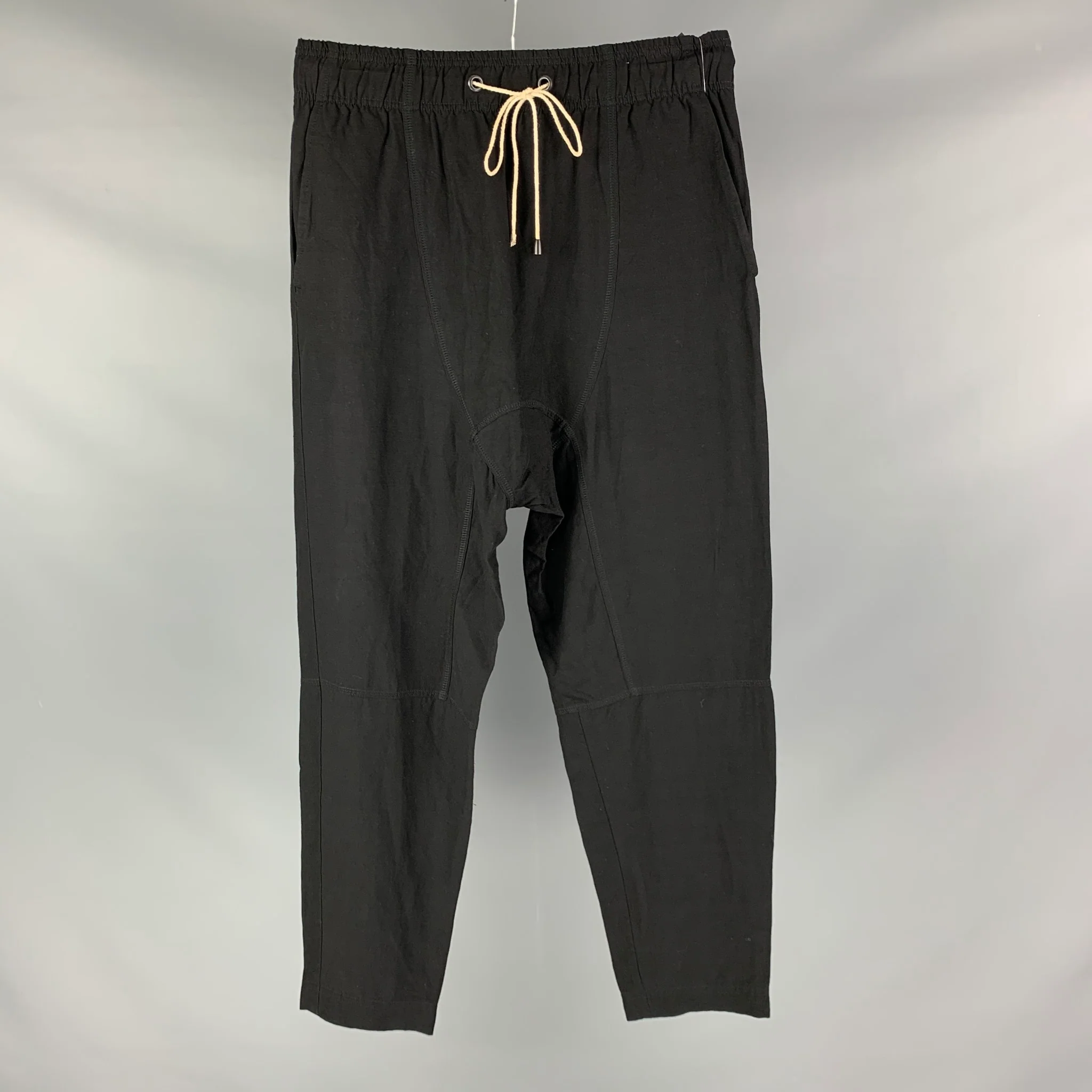 TOM REBL Size 28 Black Viscose Linen Drop-Crotch Casual Pants