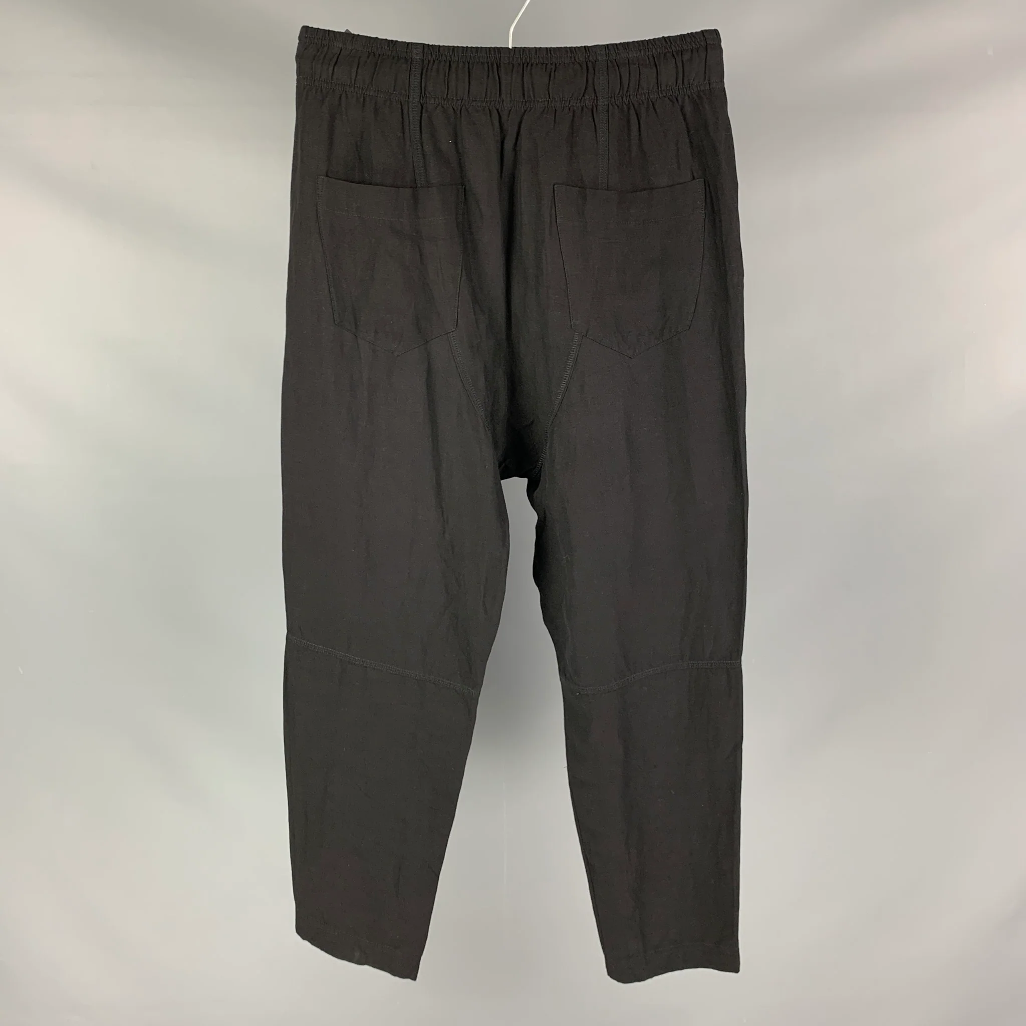 TOM REBL Size 28 Black Viscose Linen Drop-Crotch Casual Pants - Image 2