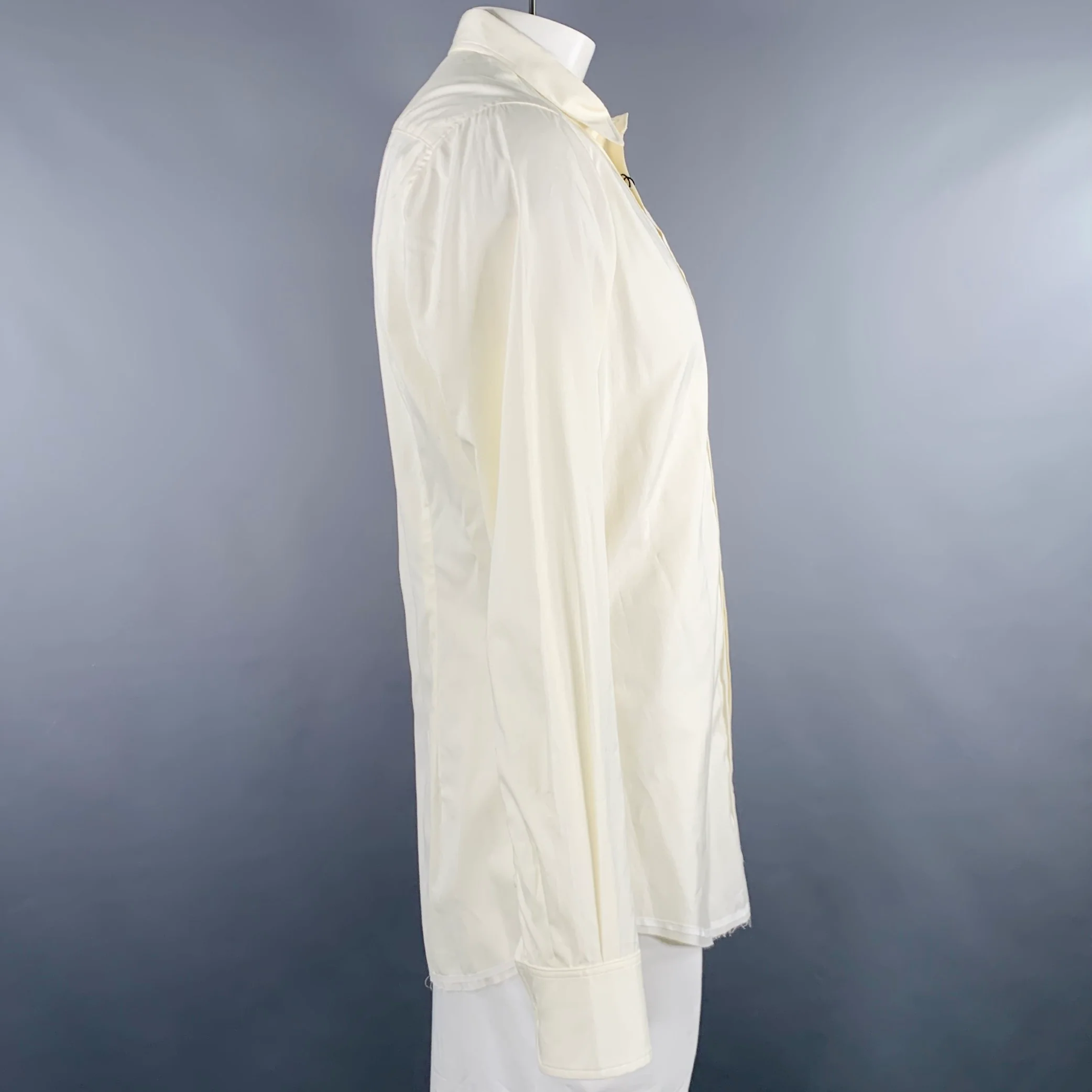 TOM REBL Size L Beige Cotton Blend Button Up Long Sleeve Shirt - Image 3