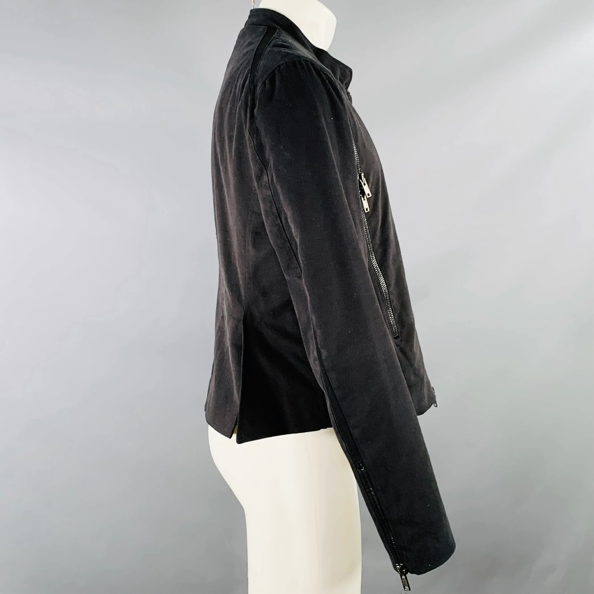 TOM REBL Size M Black Cotton Blend Motorcycle Jacket - Image 3