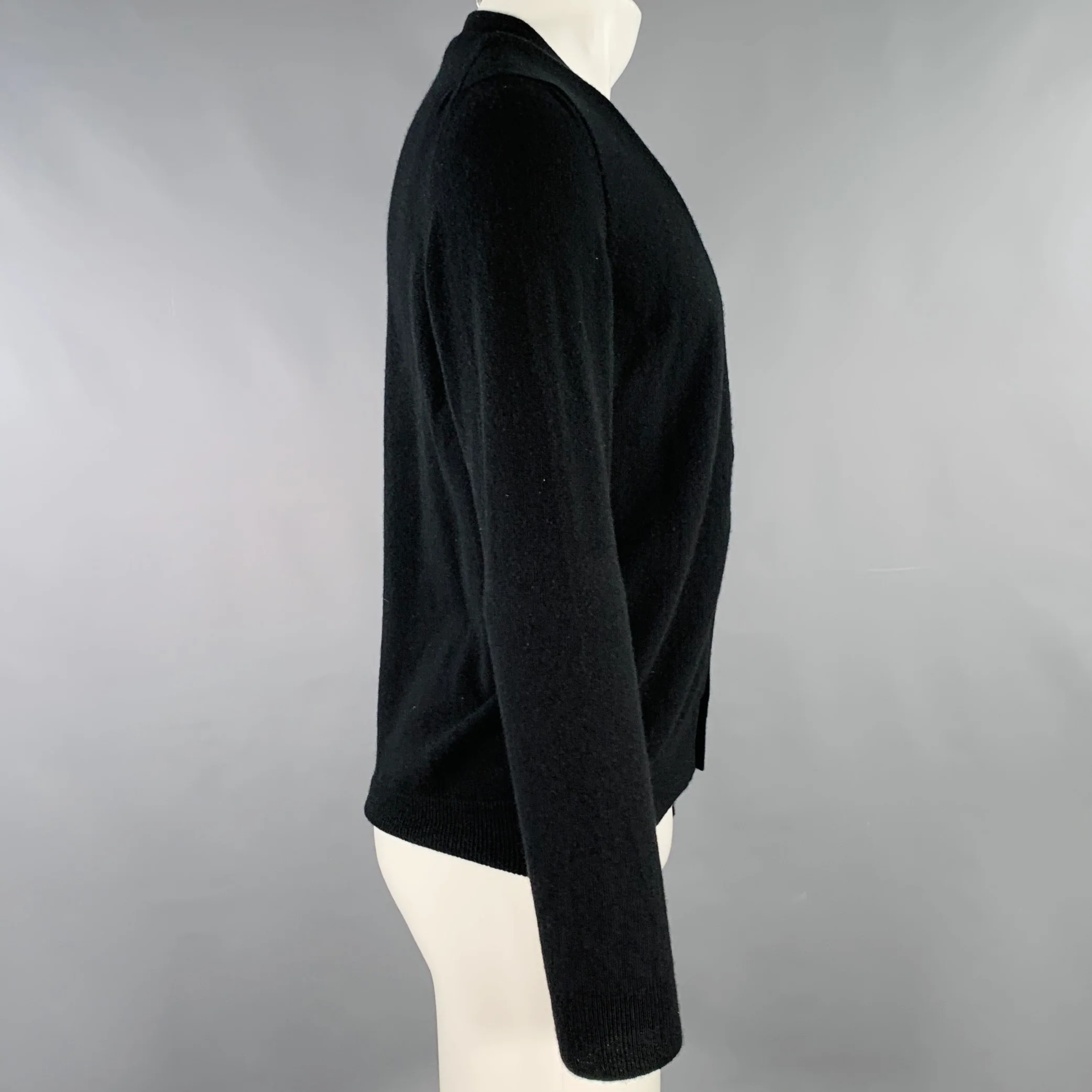 TOMAS MAIER Size M Navy Grey Wool Cashmere Double Layer Cardigan - Image 3