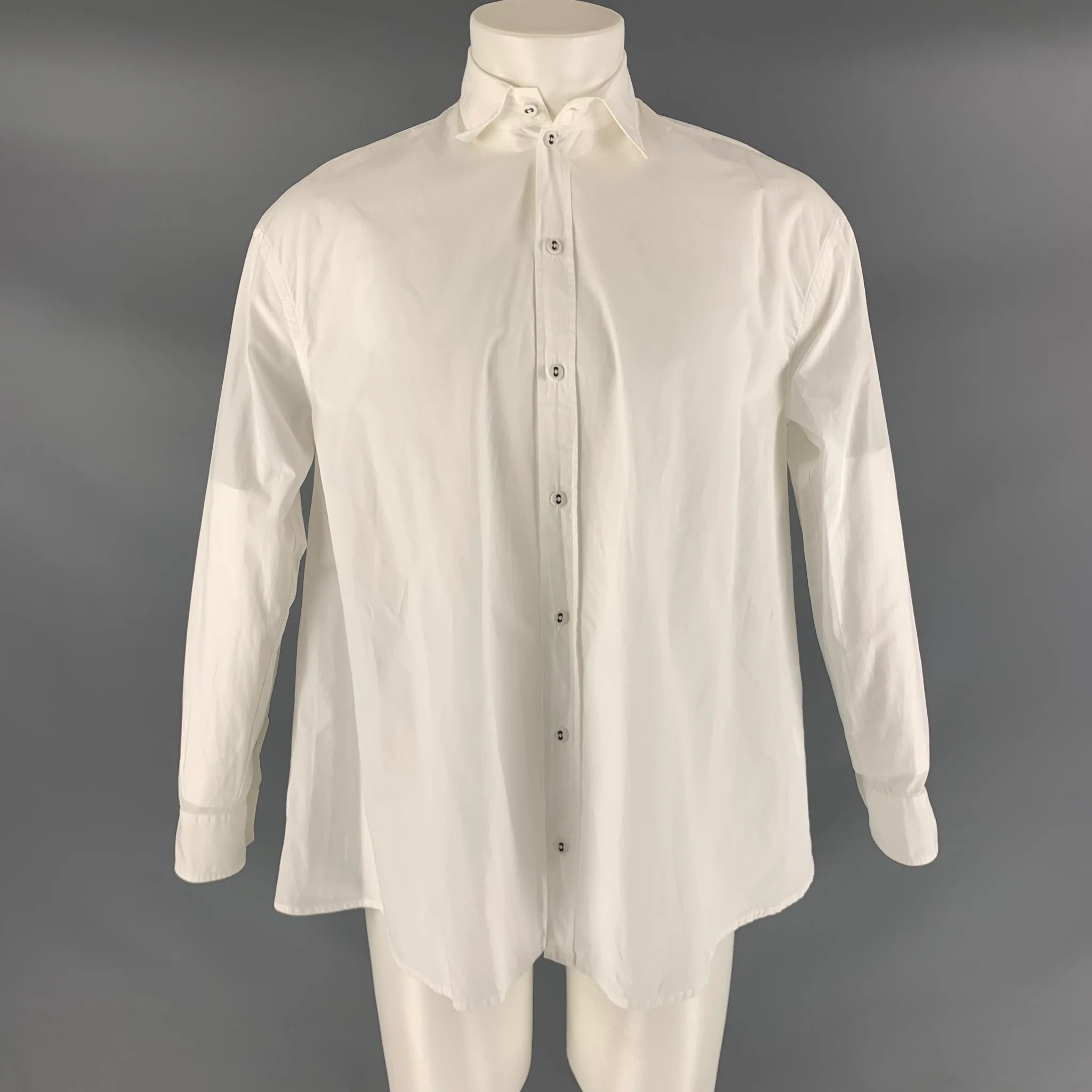 TOMAS MAIER Size M White Solid Cotton Button Up Long Sleeve Shirt