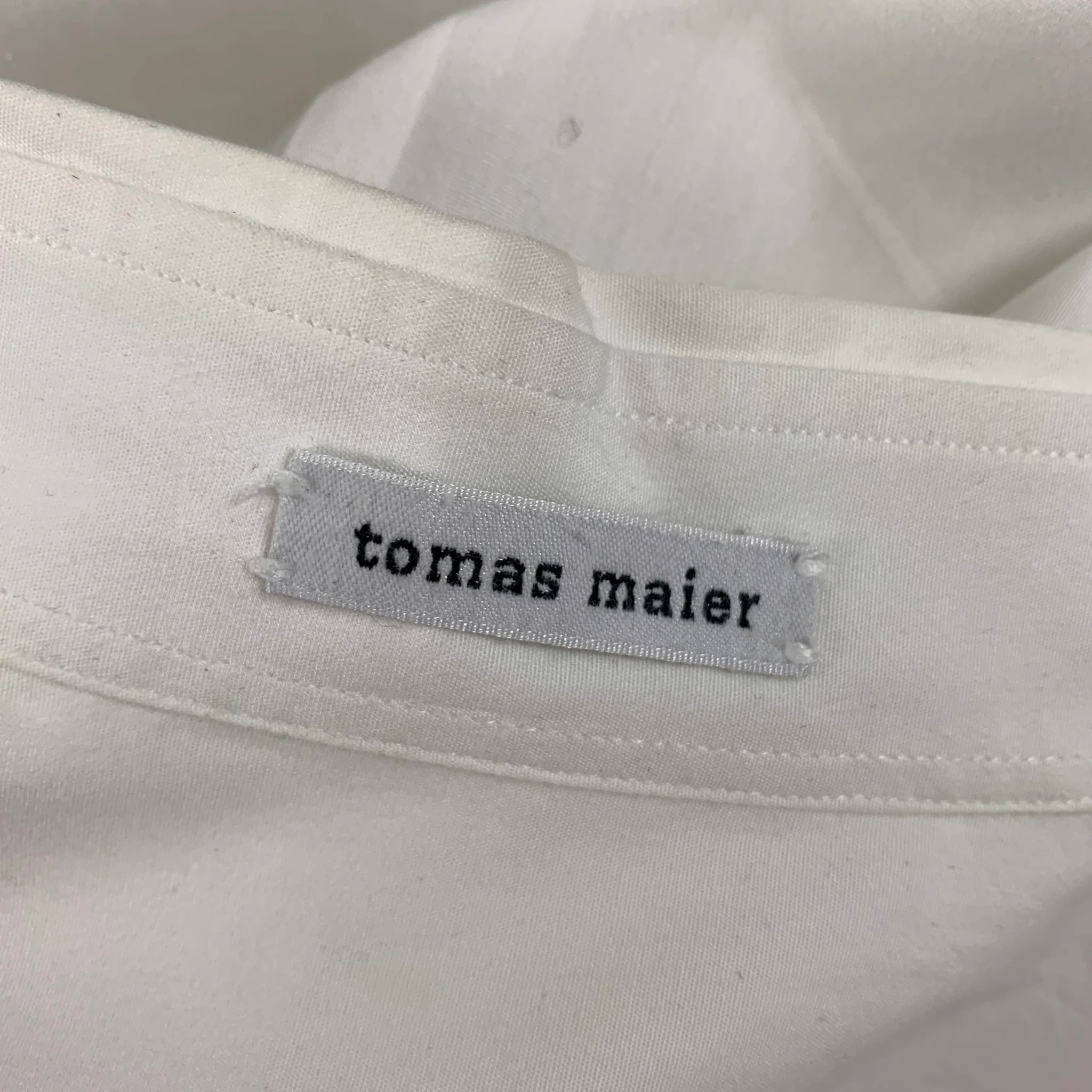 TOMAS MAIER Size S White Cotton Button Down Long Sleeve Shirt - Image 6