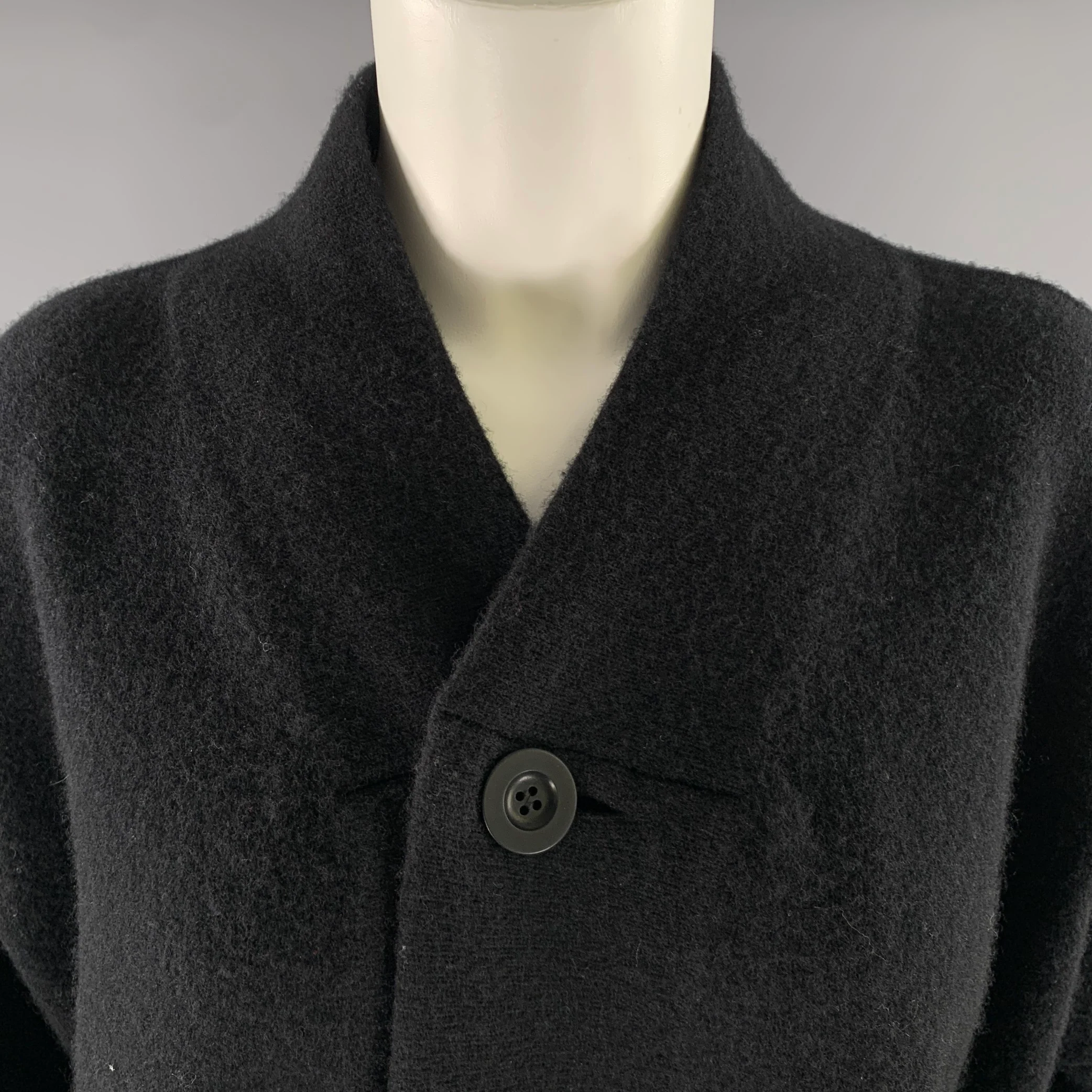 TOOGOOD Size M Black Felted Wool Long Cardigan - Image 2