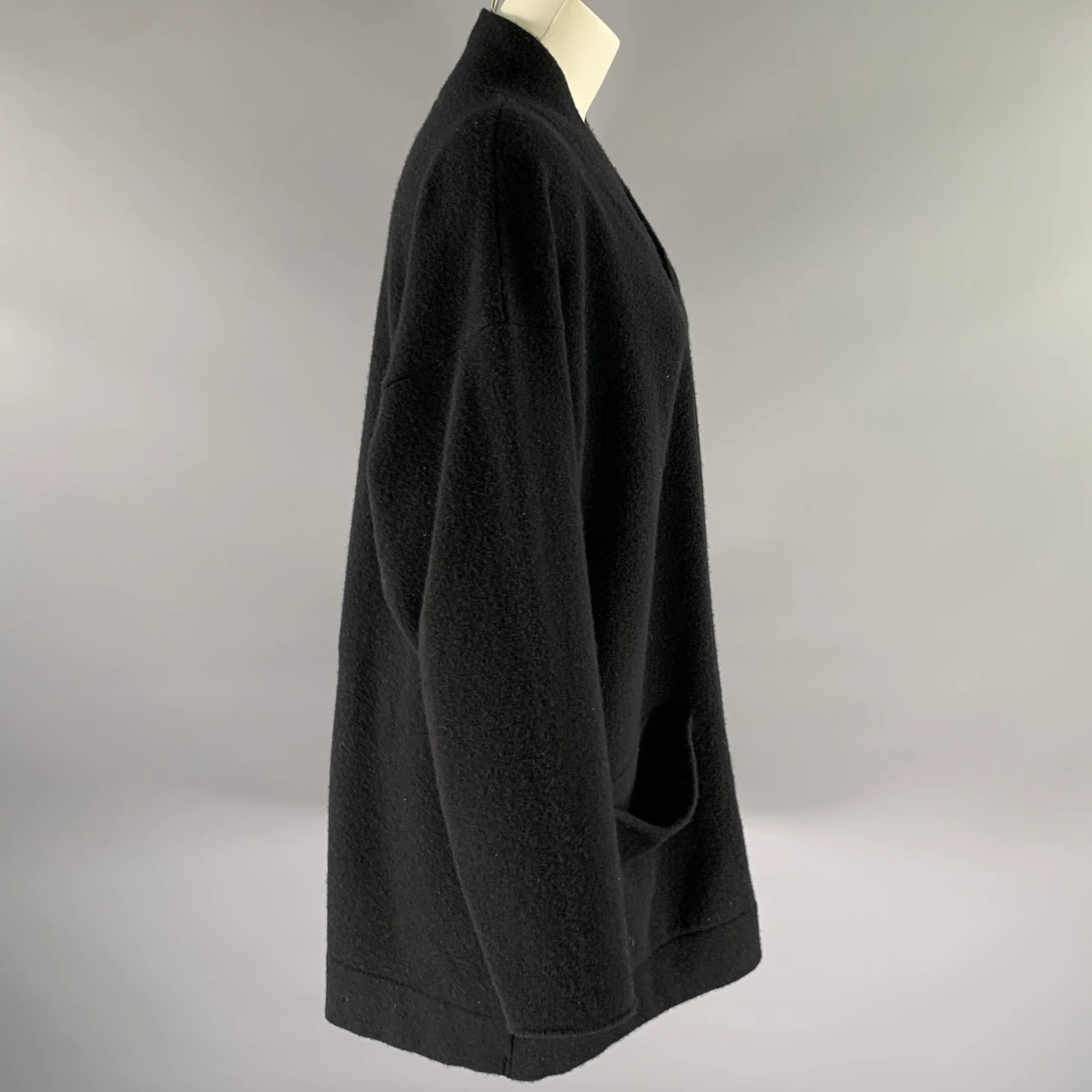 TOOGOOD Size M Black Felted Wool Long Cardigan - Image 3