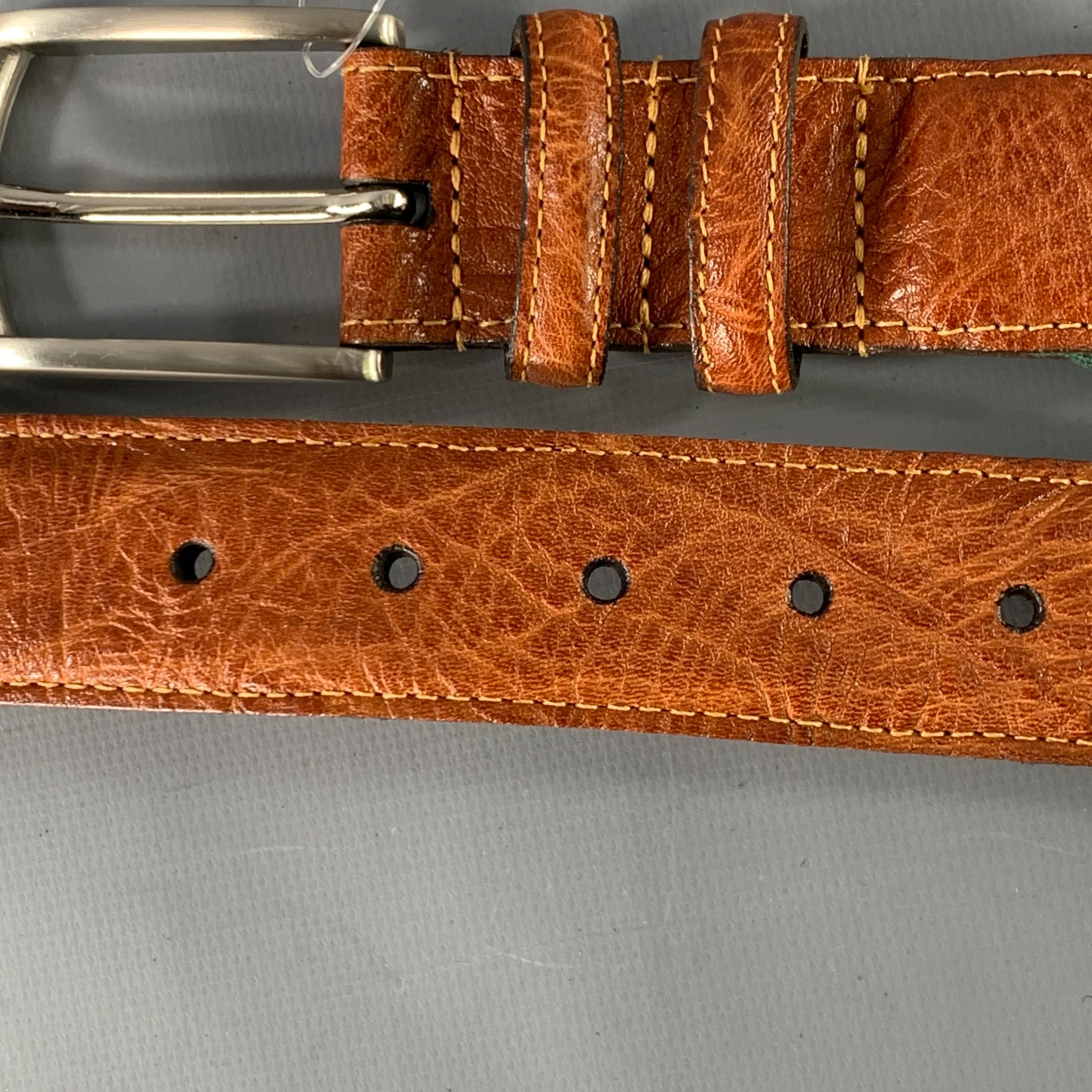 TORINO Size 32 Green Brown Braided Elastic Cord Leather Belt - Image 8