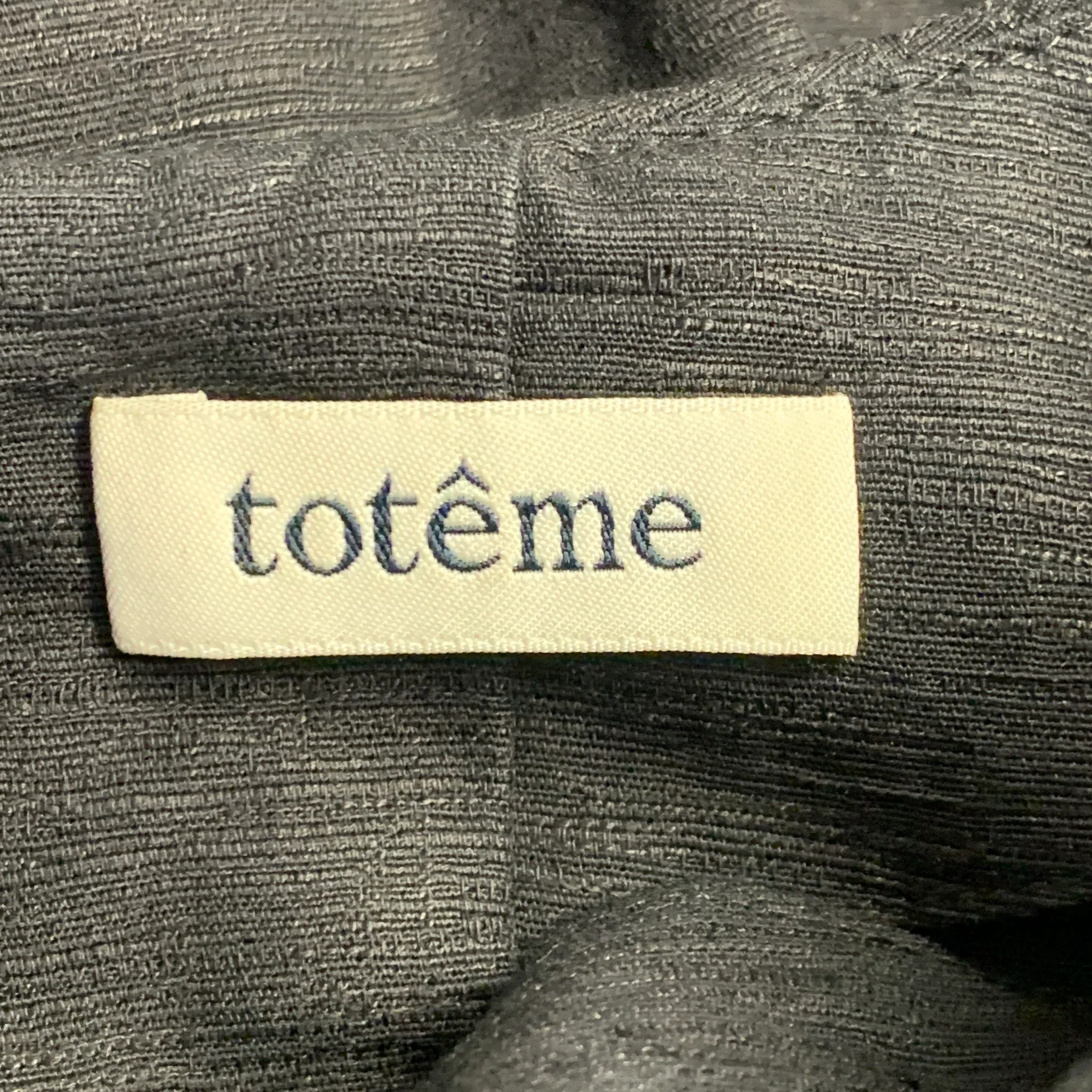 TOTEME Size M Black Cotton Linen Short Sleeve Pleated Blouse - Image 4