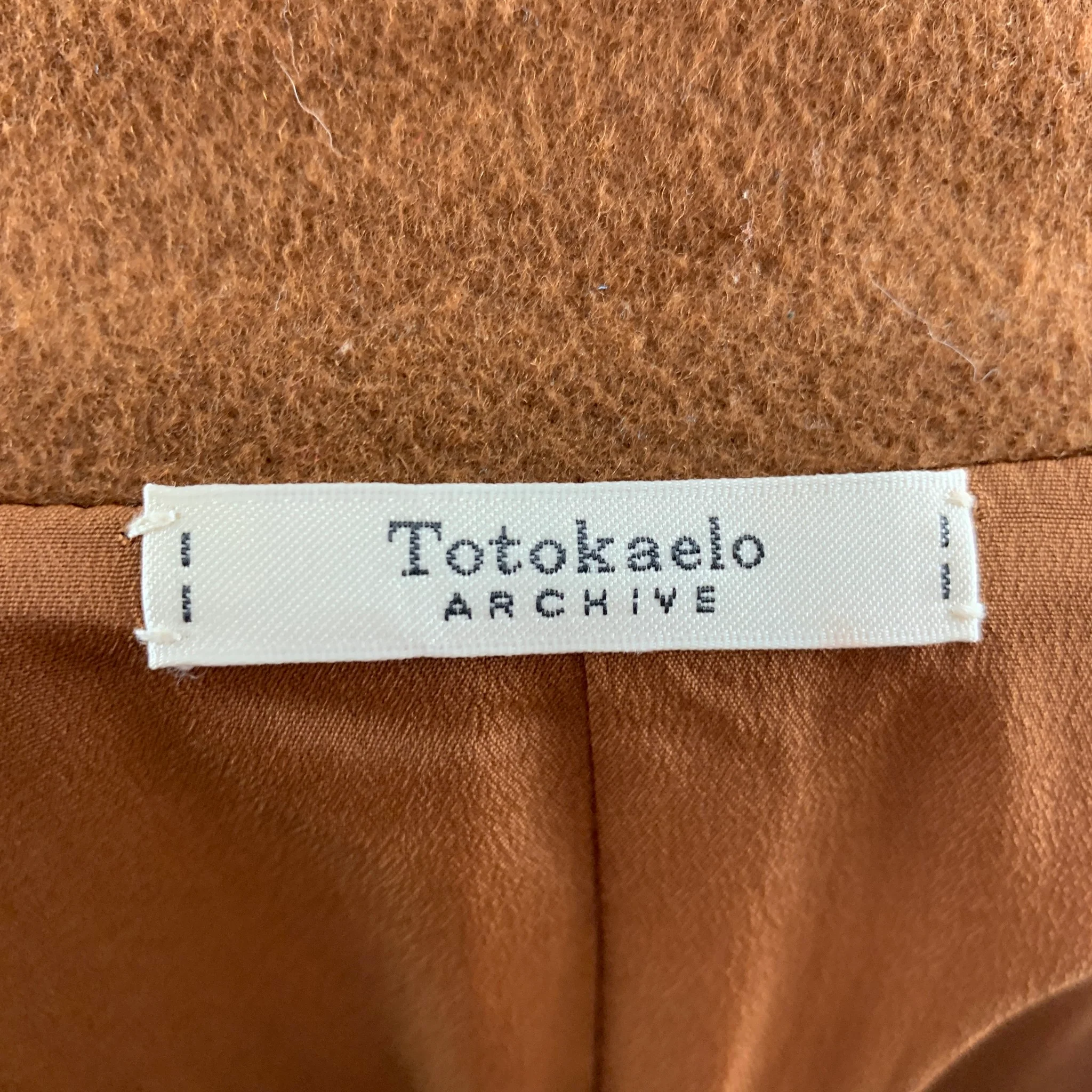 TOTOKAELO Size M Tan Solid Wool Blend Notch Lapel Coat - Image 5