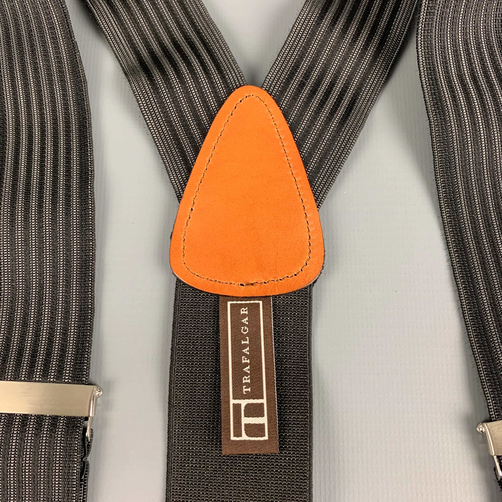 TRAFALGAR Black Grey Stripe Suspenders - Image 3