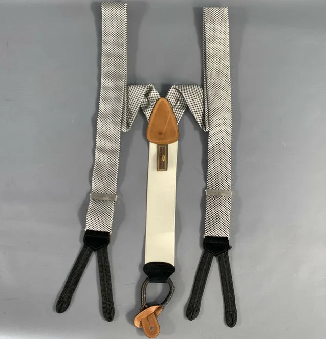 TRAFALGAR White Black Checkered Suspenders