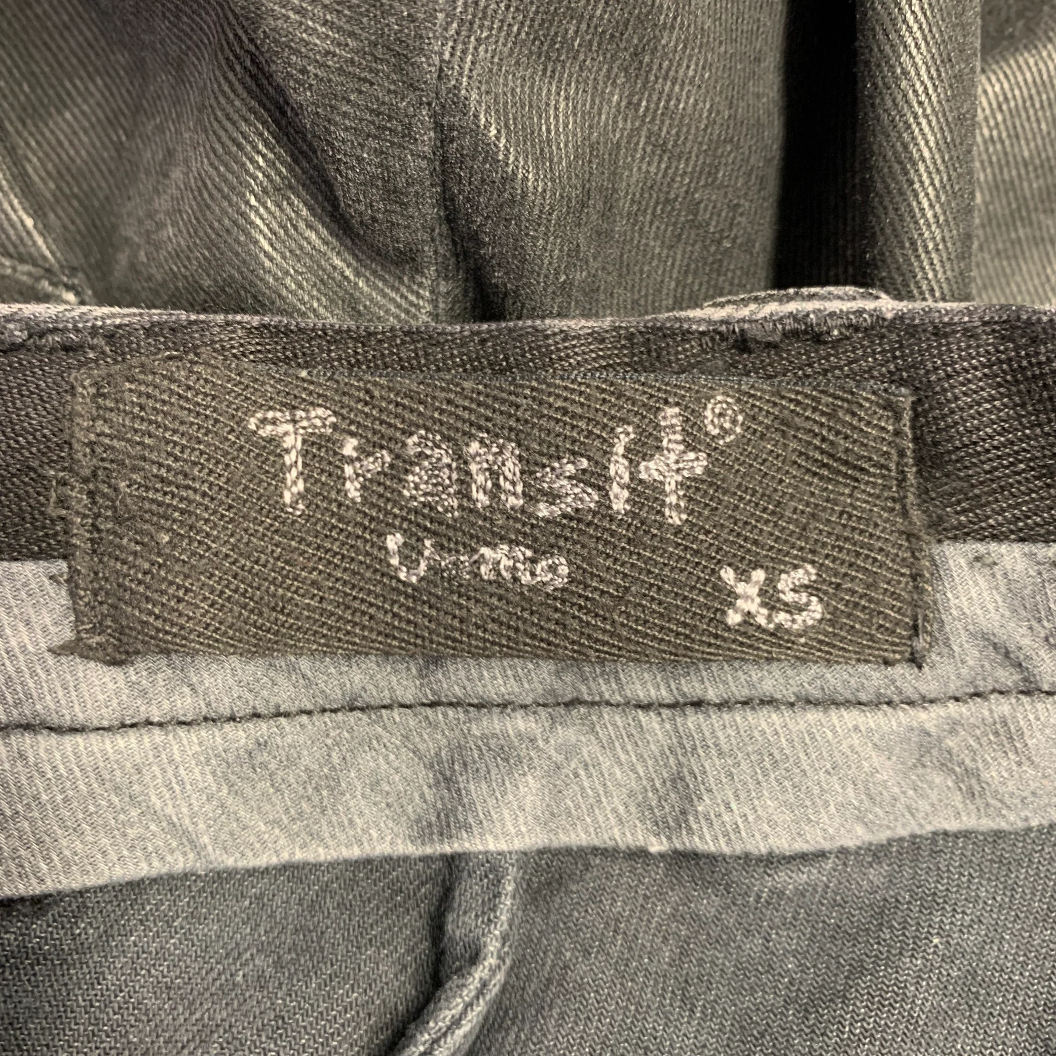 TRANSIT Size XS Grey Charcoal Coated Cotton Blend Jeans - Image 6