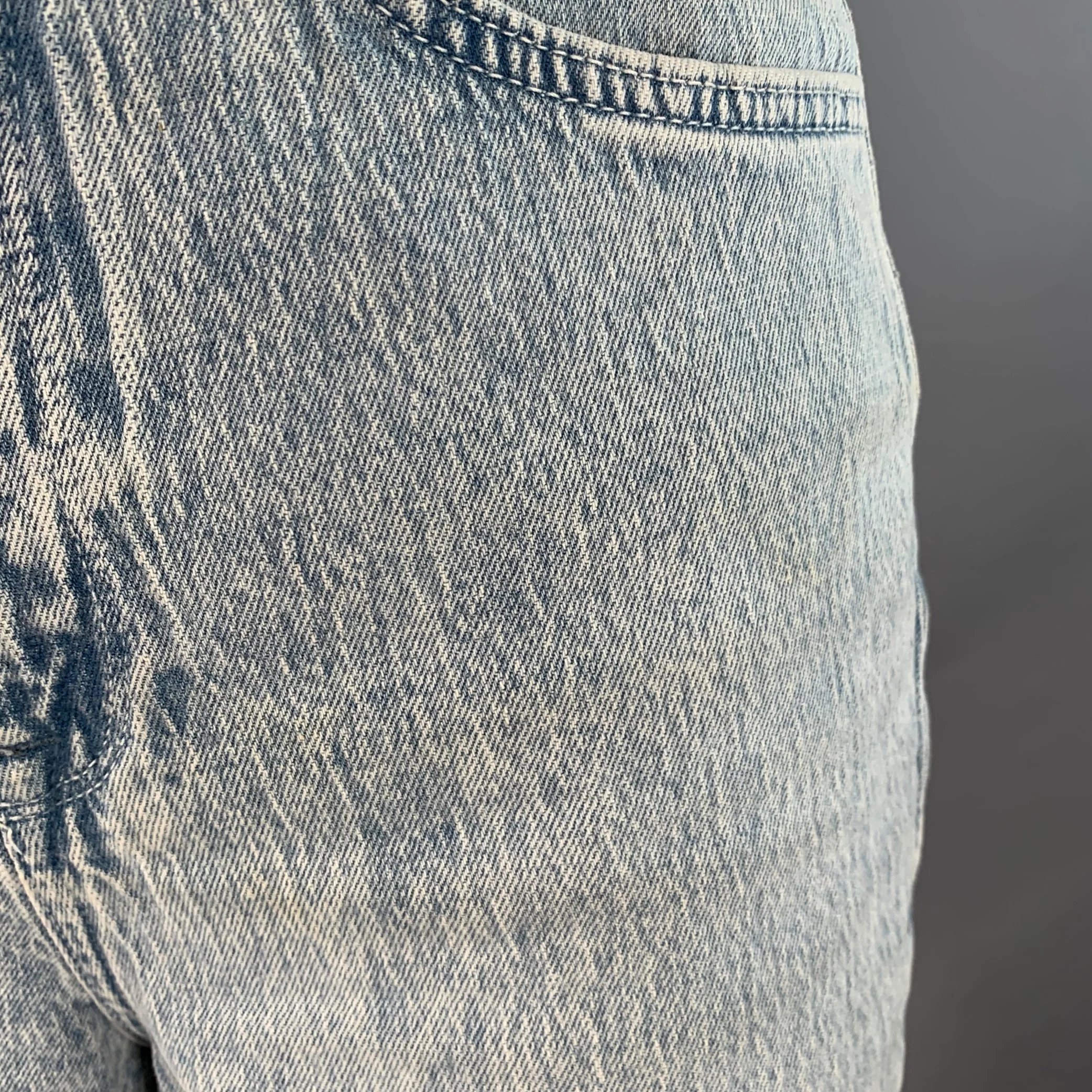 TRIARCHY Size 26 Blue Cotton Blend Washed Zip Fly Jeans - Image 4