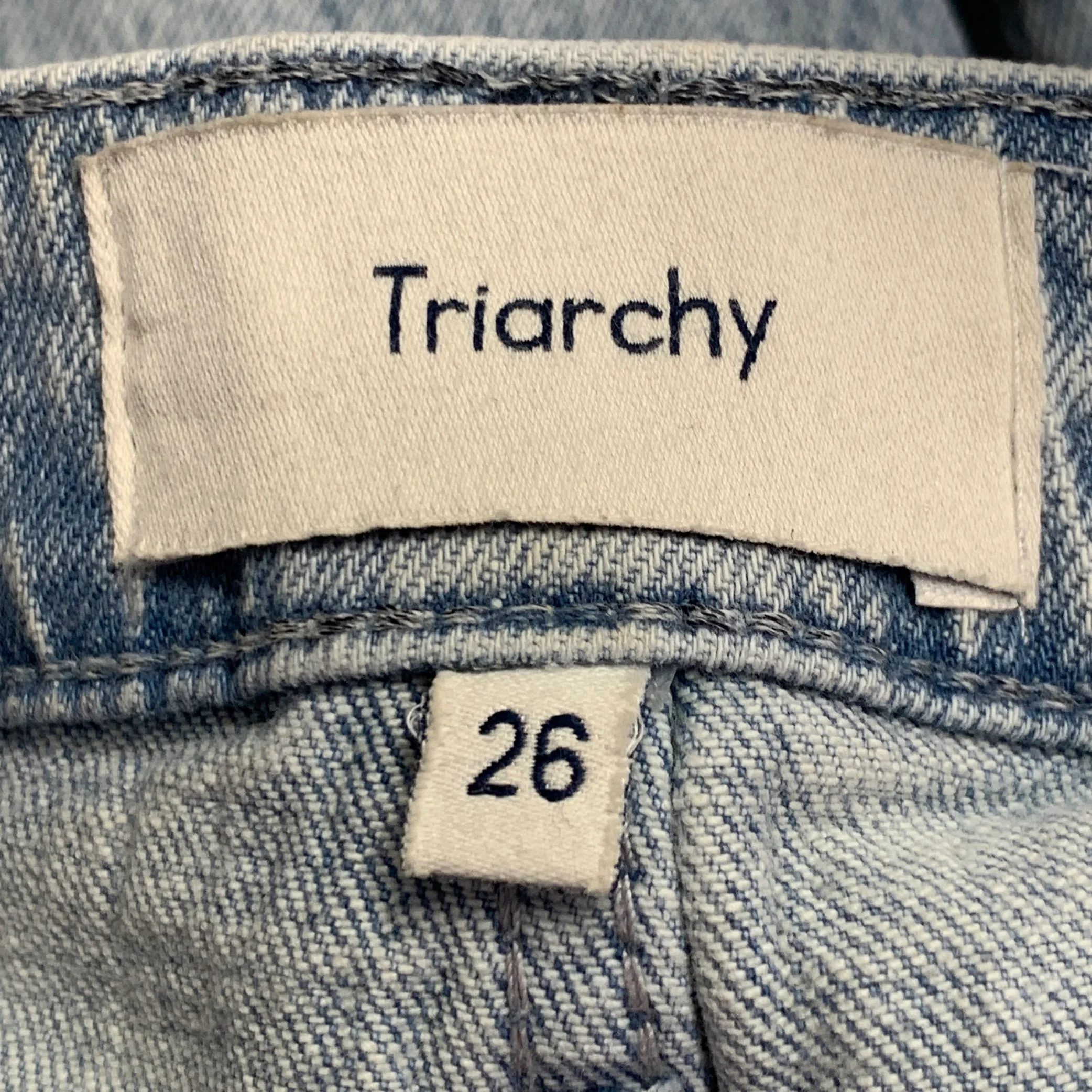 TRIARCHY Size 26 Blue Cotton Blend Washed Zip Fly Jeans - Image 9