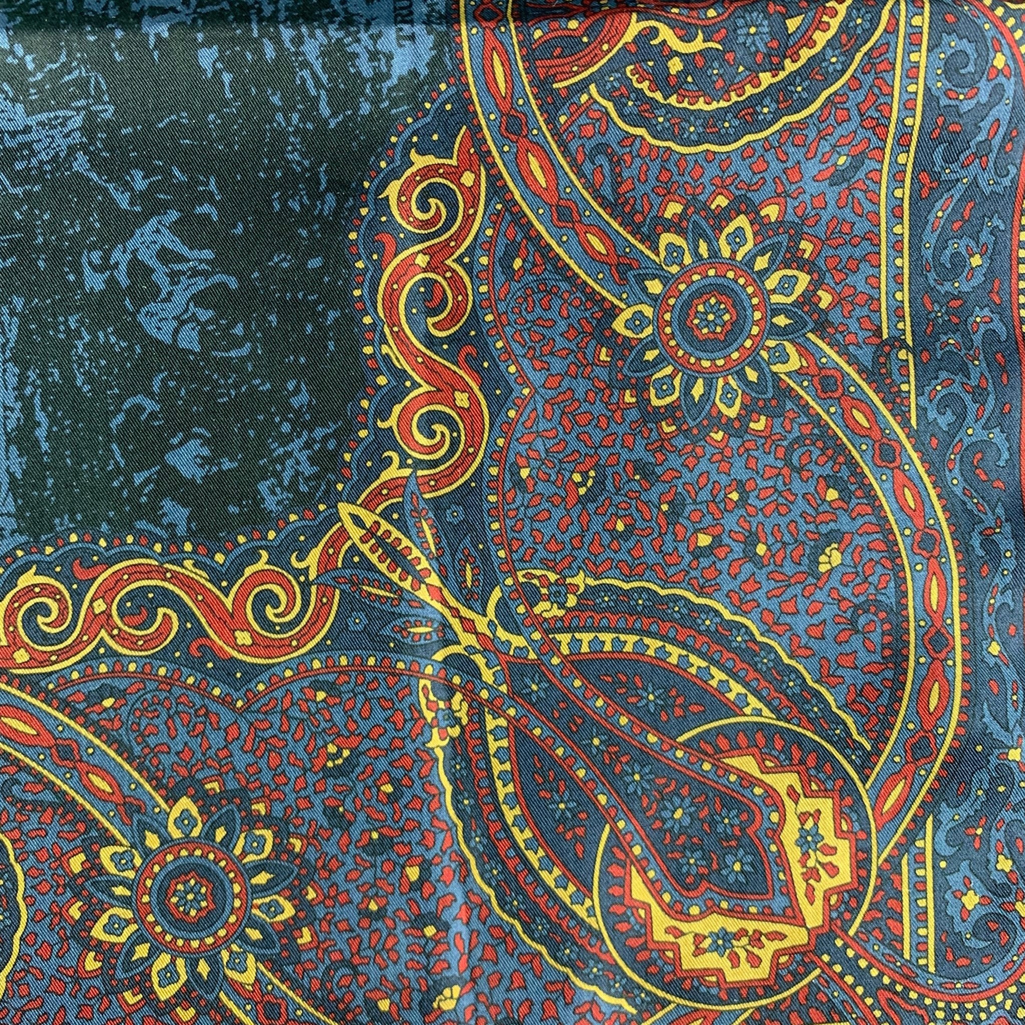 TRUZZI Navy Burgundy Tapestry Silk Pocket Square - Image 5