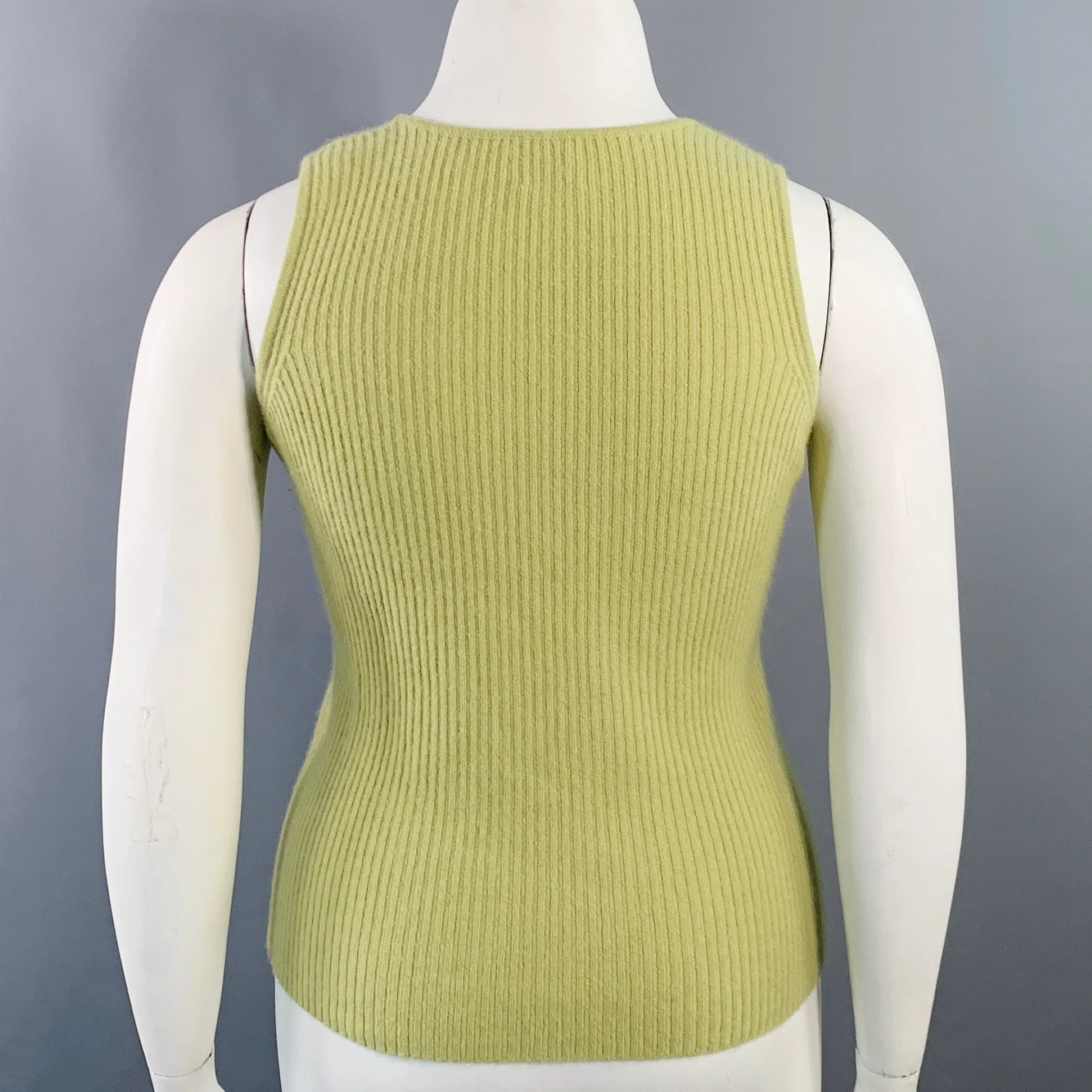 TSE Size L Green Cashmere Rib Knit Sleeveless Casual Top - Image 3