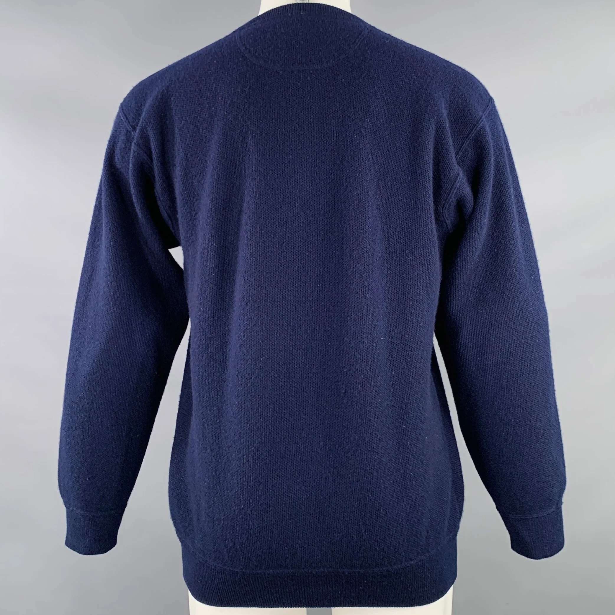 TSE Size M Navy Waffle Knit Cashmere Crew Neck Pullover - Image 3