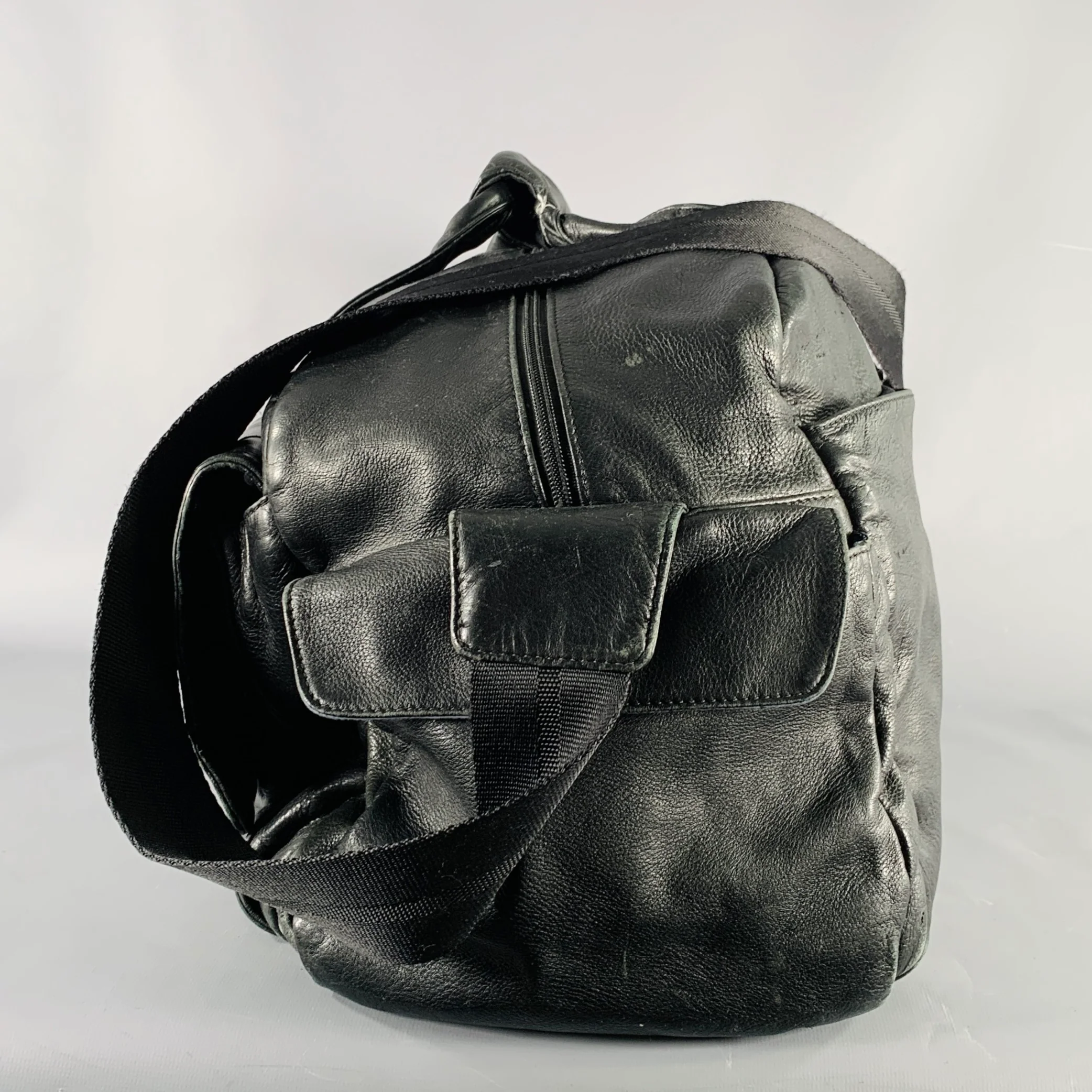 TUMI Black Leather Overnight Bag - Image 5